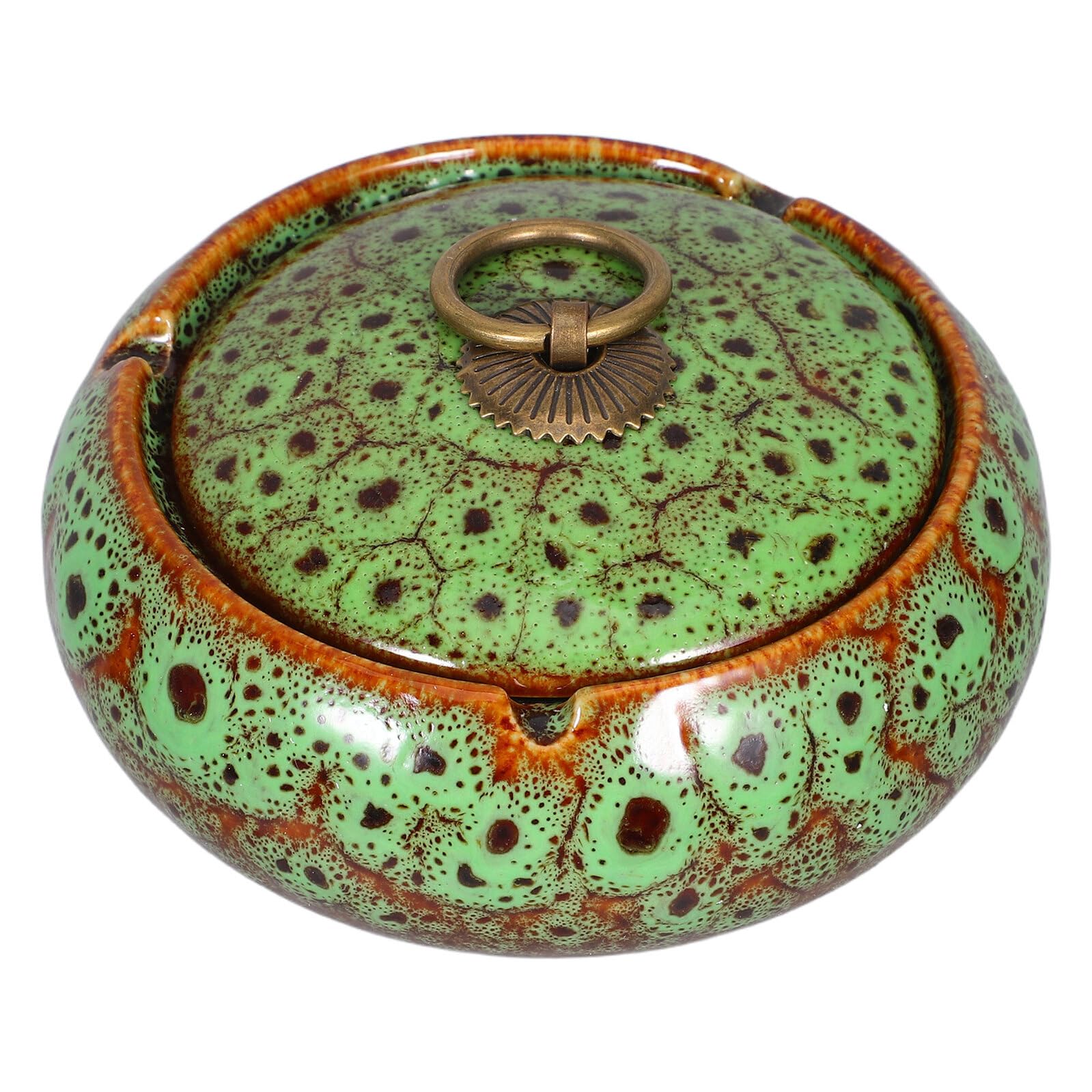 Cendrier avec couvercle céramique vert élégant pour votre maison