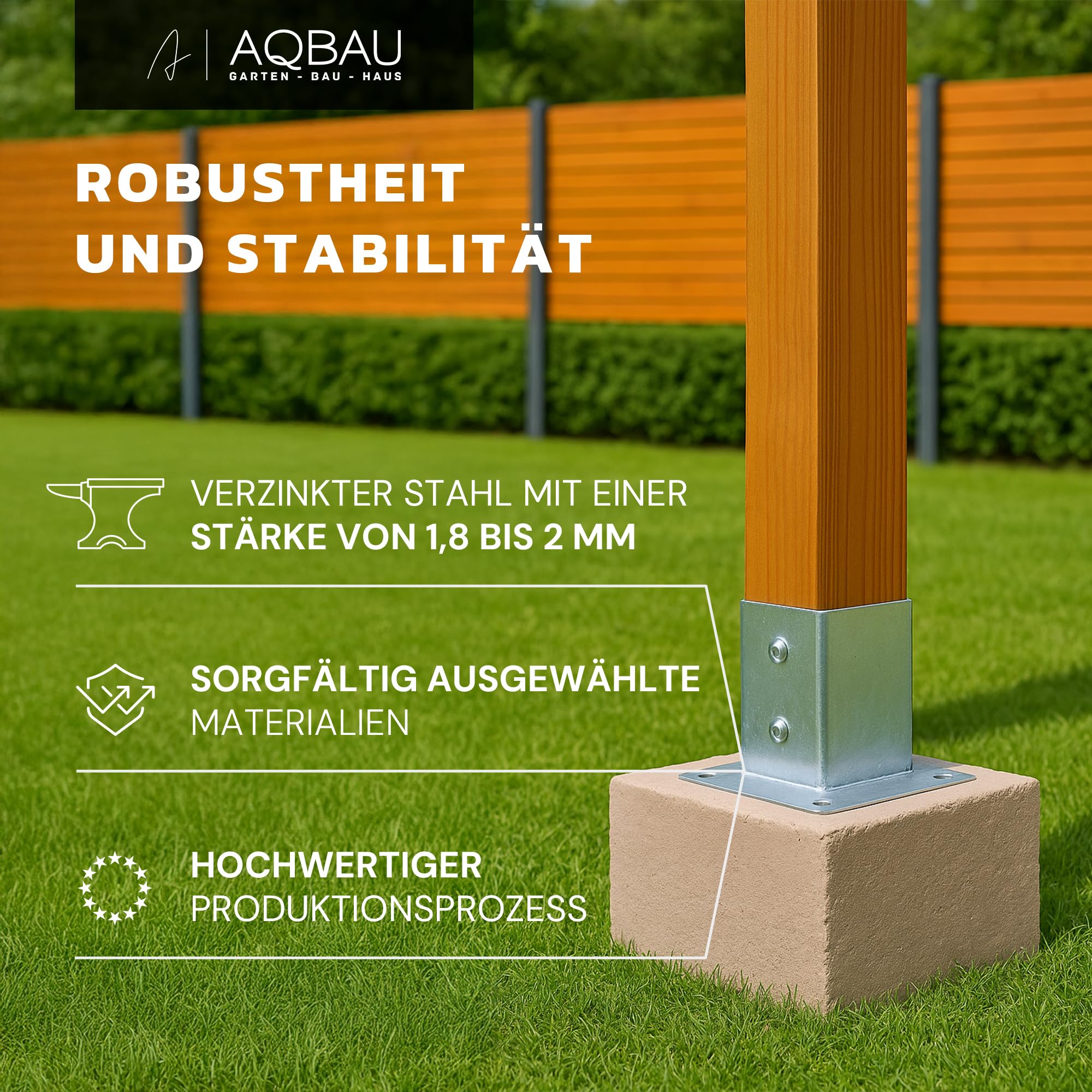 Supporto per palo da avvitare 50 x 50 mm, staffa zincata a caldo per recinzione pergolato