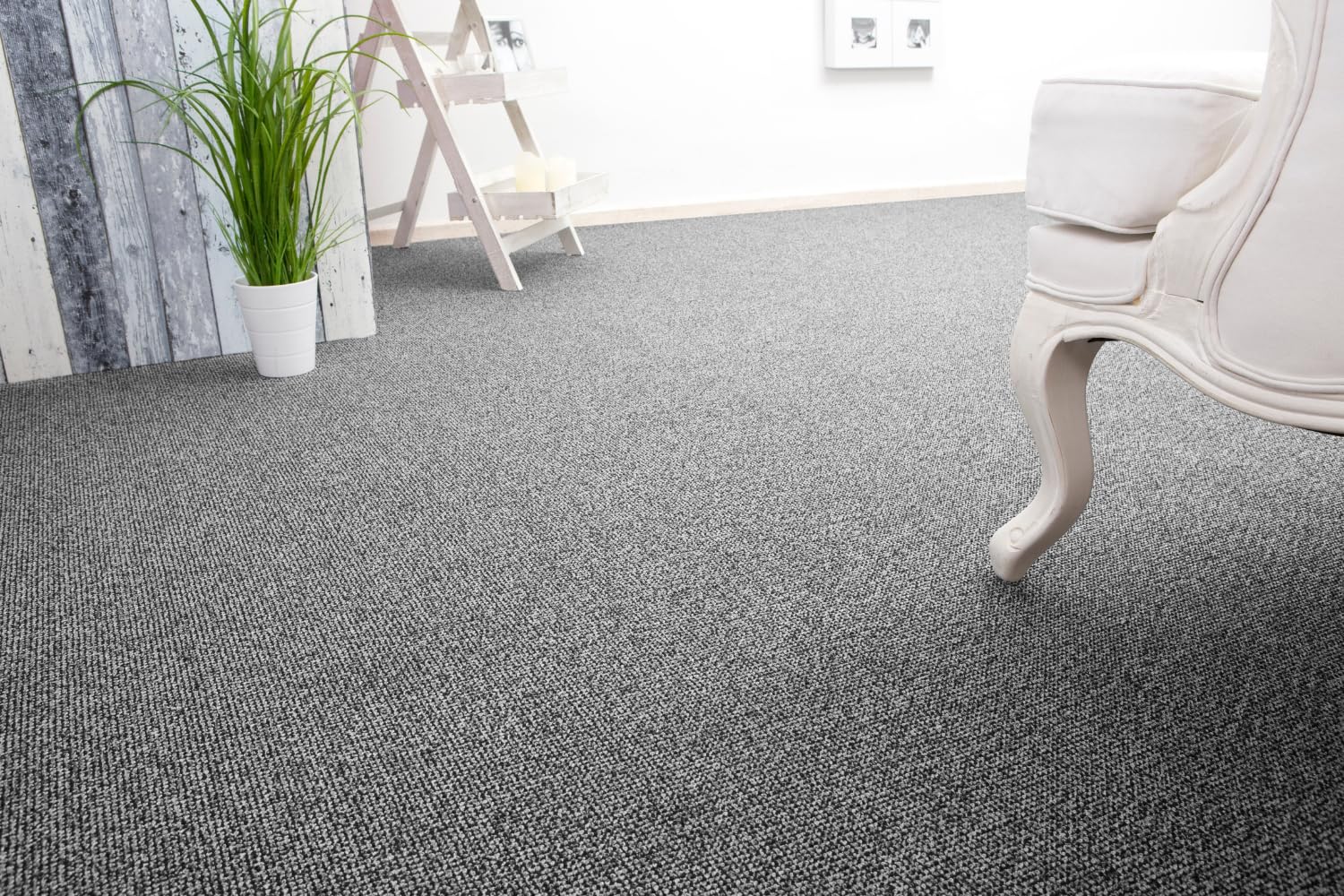 andiamo Auslegware Teppichboden Meterware Carlos - Teppichboden Auslegware & Teppich Meterware - Auslegware Teppich Meterware 4m & 5m breit - pflegeleichter Bodenbelag Grau - 500 x 450 cm