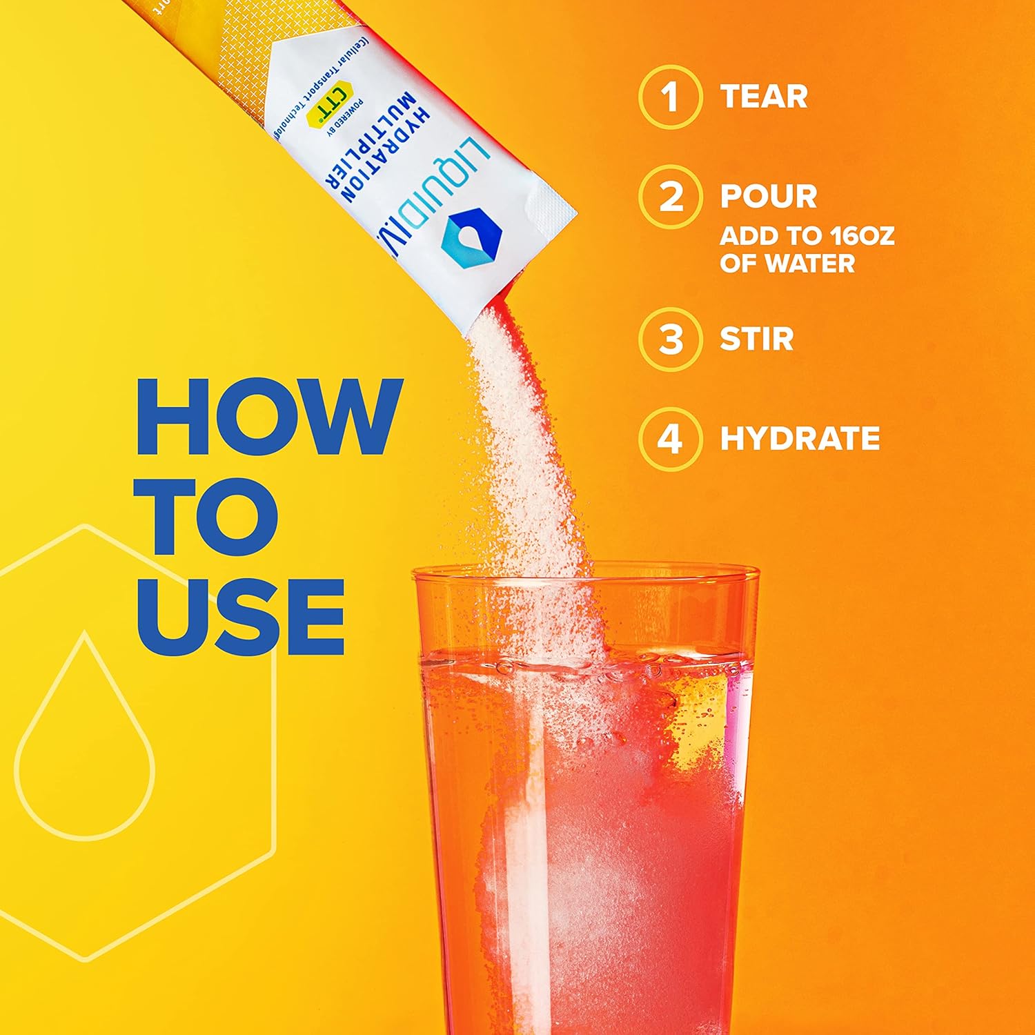 Liquid I.V. Hydration Multiplier + Immune Support, Easy Open Packets, Fresh Tangerine Flavor | 14 Sticks : Health & Household