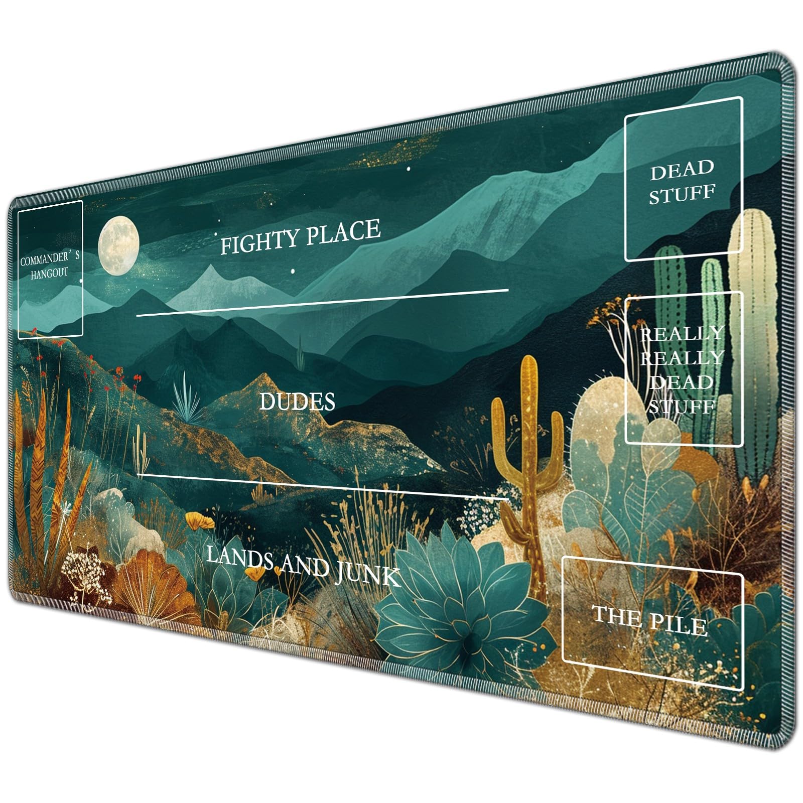 JANENFNA TCG Playmat with Magic Zones 24 x 14 inches Mousepad Compatible for MTG TCG Trading Card Game Play Mats Smooth Rubber Surface Magic The Gathering Play Mat, Mountains Desert