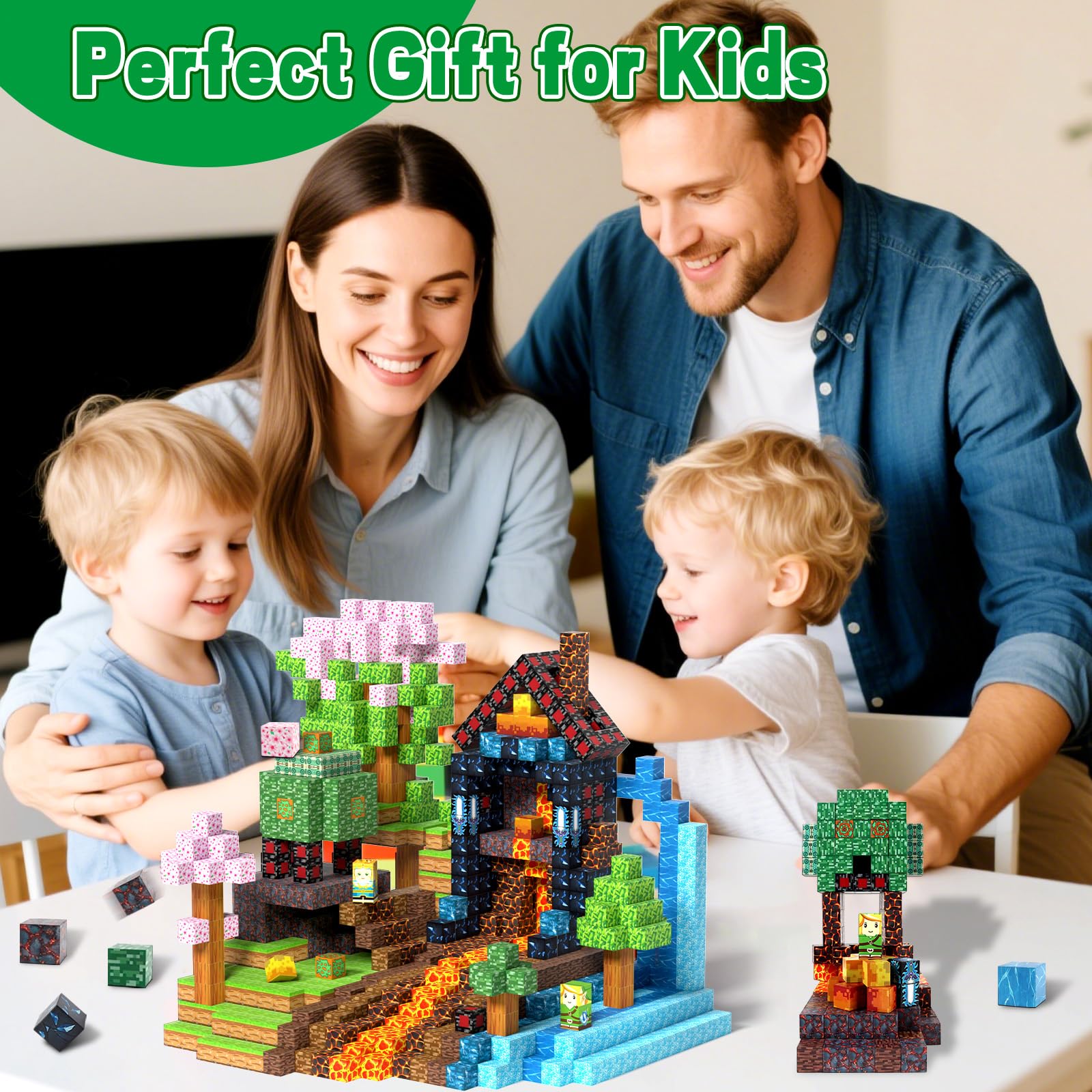 Cubos Magnéticos, 150 Piezas Construcciones Magnéticas Bloques, Bloques de Construcción Magnéticos, Juguetes de Construcción de Cubos Magnéticos, Juguetes Creativos para Niños y Niñas Partir de 3 Años