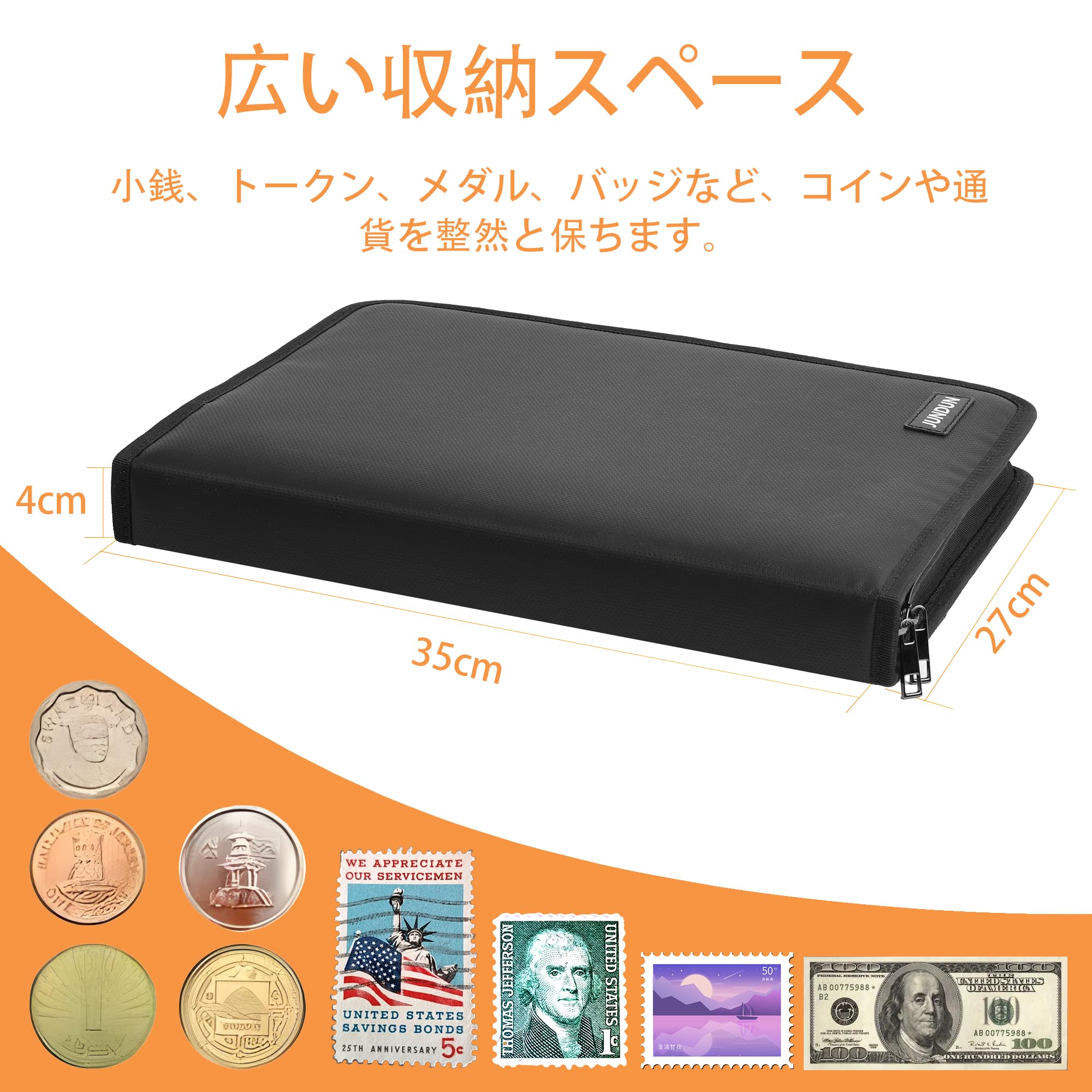 Amazon |  コレクター向けコインコレクションブックホルダー、300ポケットの耐火コイン収集アルバムと36スリーブのマネー収納ケース、コイン通貨収集用品、紙幣、ペニー、クォーター、切手用  通販