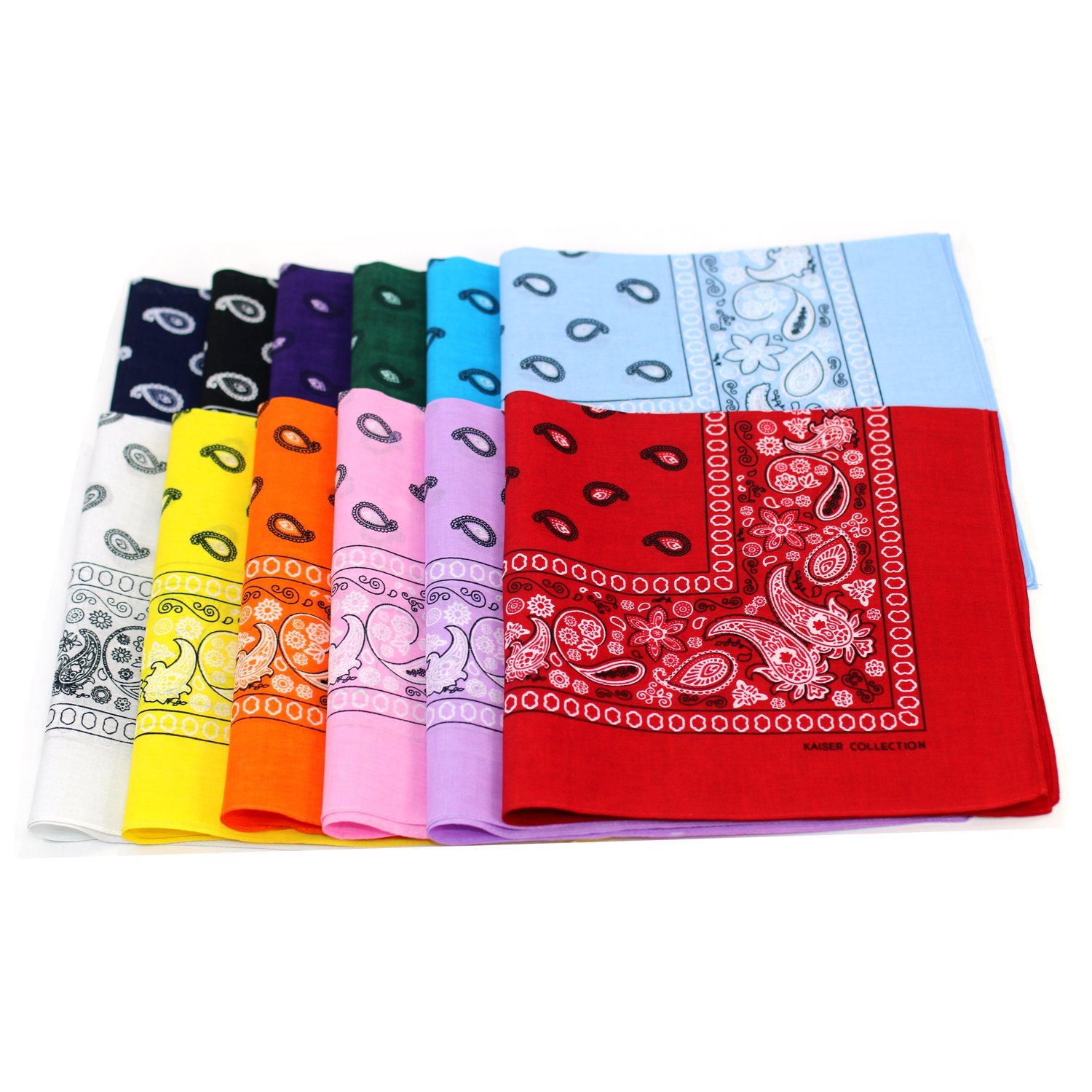 Bandanas for Men & Women - Bandana Headband Handkerchiefs - Paisley Print Head Wrap Scarf (12 pcs)