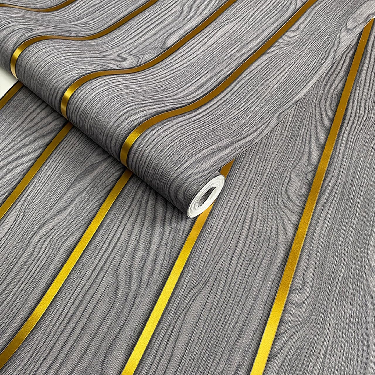 D-fix® Adhesive Wallpaper Waterproof Old Furniture Vinyl Stickers Wooden Door Wardrobe Desktop PVC Wall Papers (45cm X 300cm) (Grey Gold)