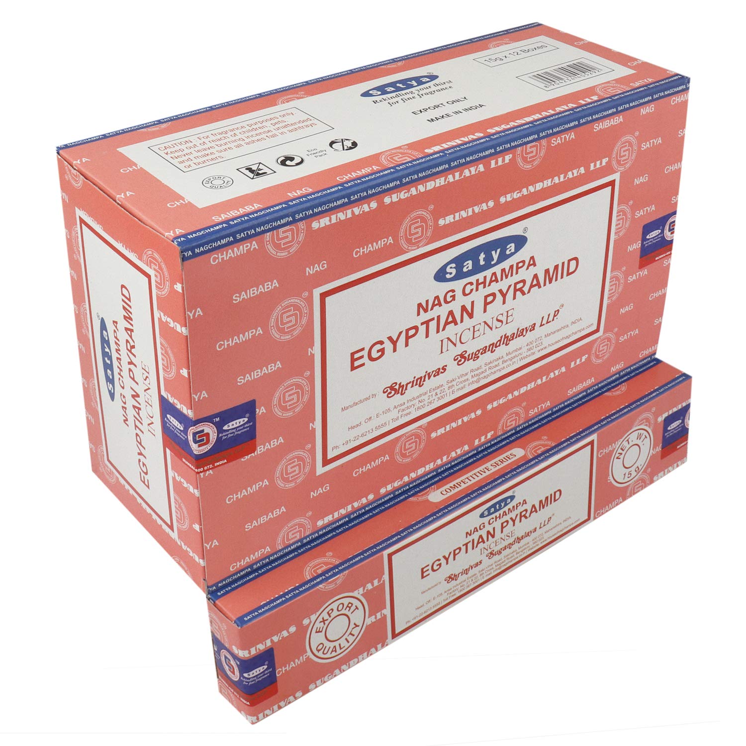 Satya Nag Champa Egyptian Pyramid Fragrance Incense Stick Pack Of 12 Aggarbatti Home Scent Fragrance Aromatherapy 15G X 12 Pack (180G)