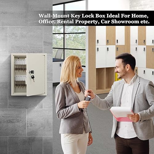 Miniatura 7 de KYODOLED Caja de bloqueo de almacenamiento para llaves con llave, organizador de gabinete de llaves con bloqueo, caja de administración de 60 llaves