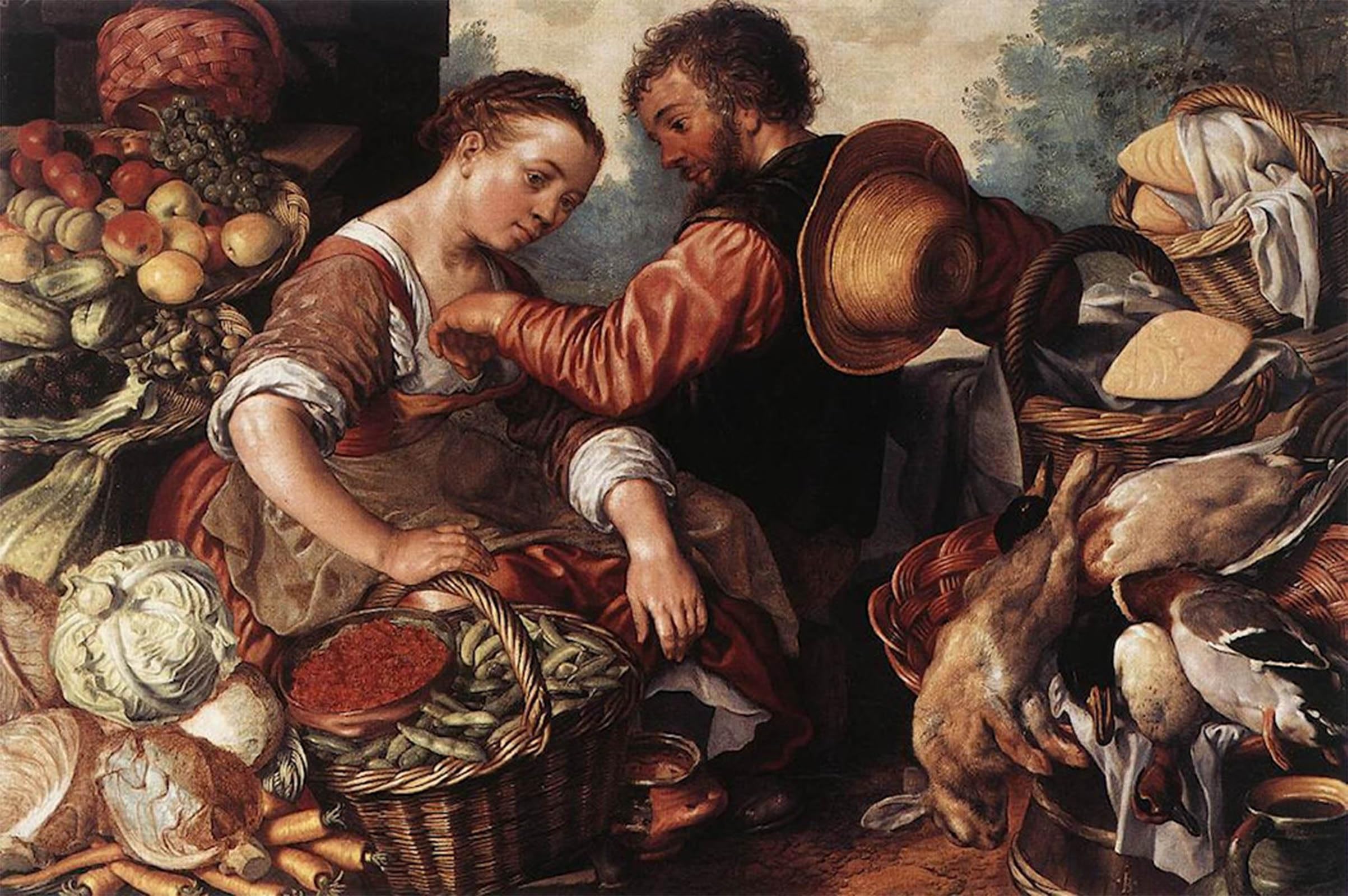 POSTERIIk Vintage Art Print Images Pictures Print Woman Vegetables Joachim Beuckelaer Modern Colour Posters for Office Home Decor 60x90cm