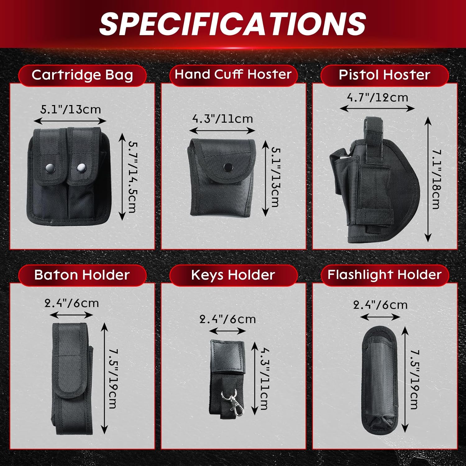 10 in 1 Duty Belt Law Enforcement Modular Equipment System Security Tactical Duty Utility Belt Pouches Black - Image 2