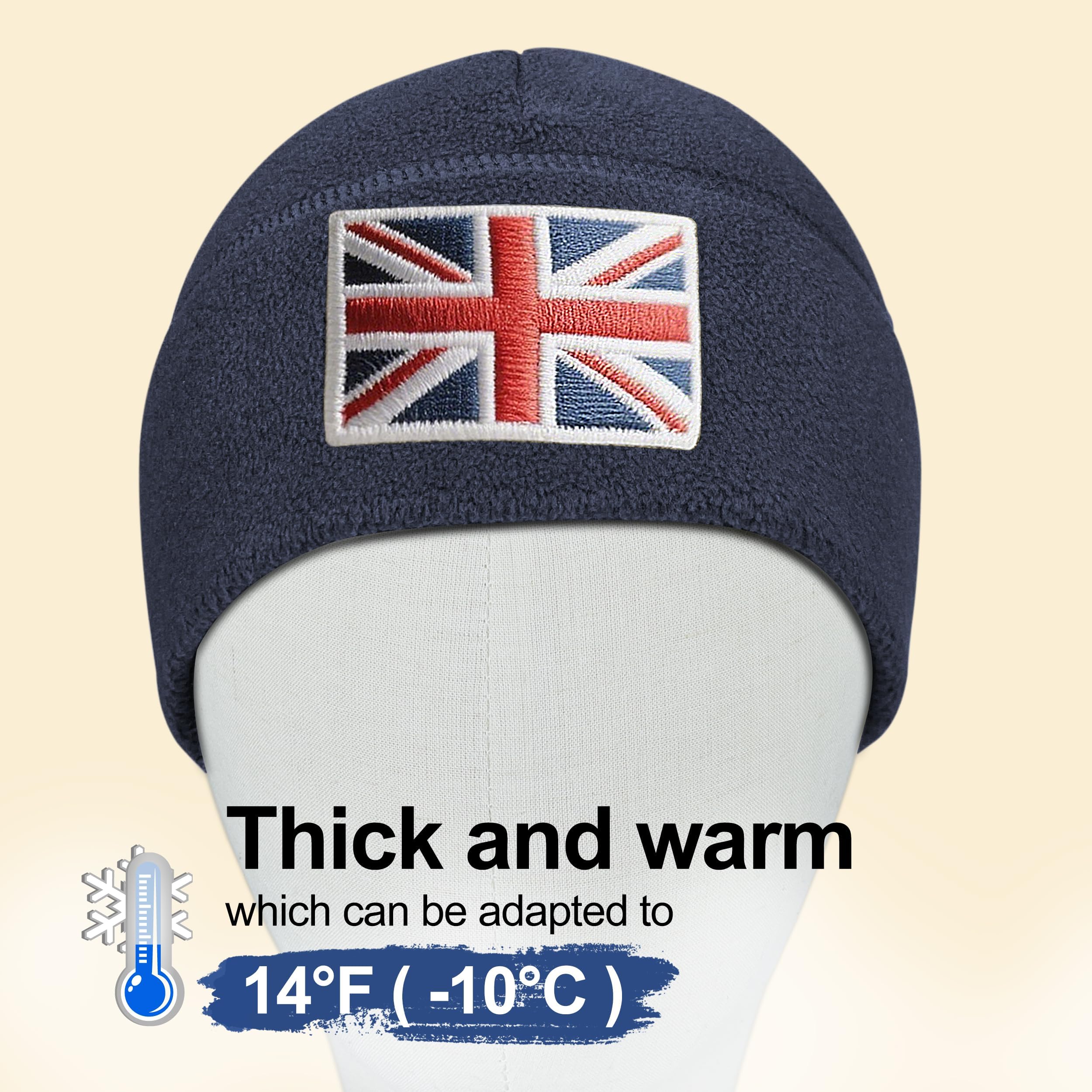 Outdoor Shaping Bonnet tactique drapeau du Royaume-Uni en polaire recyclée, durable, chaud, idéal pour la randonnée et une utilisation tactique