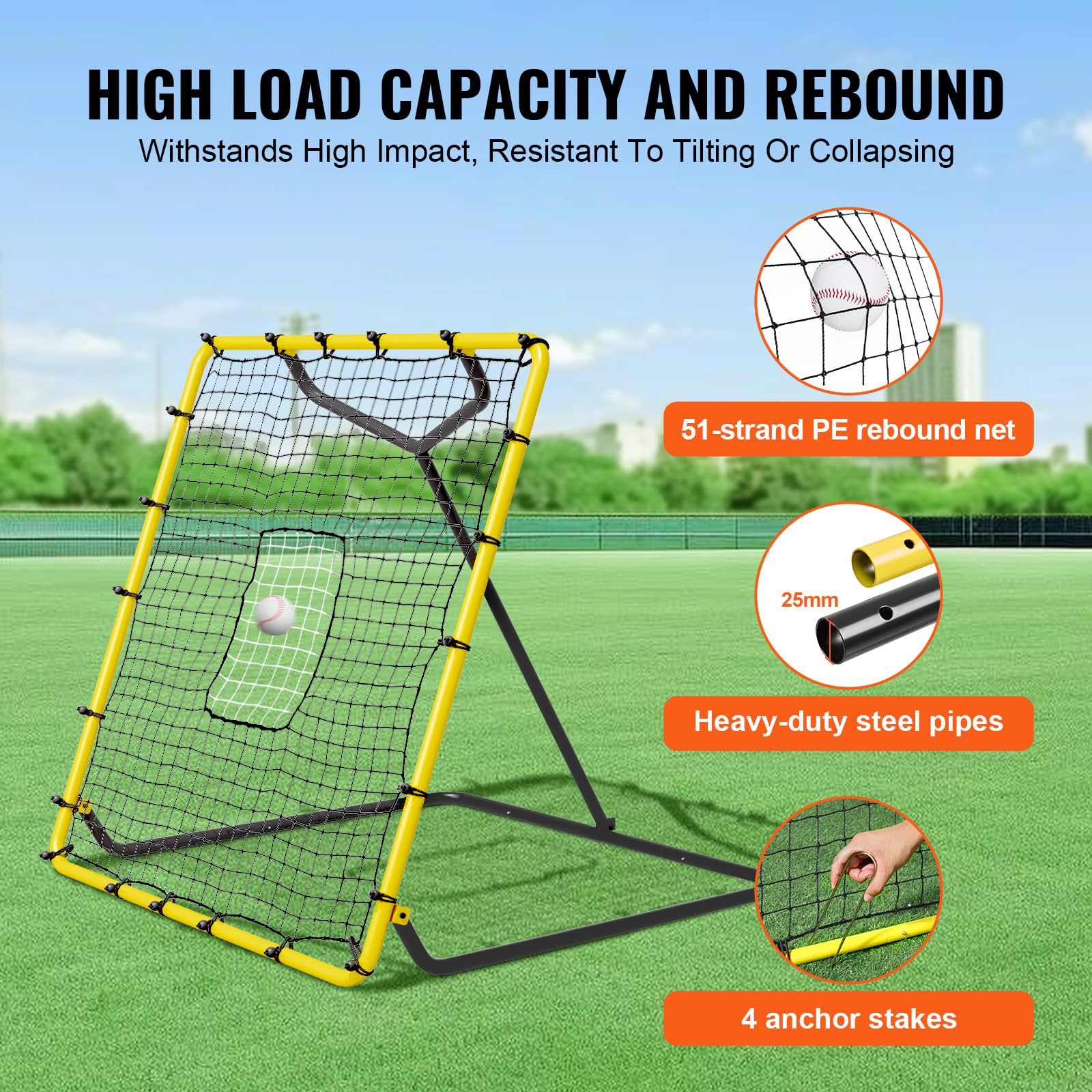 Filet Rebondisseur Baseball/softball – 122x172 Cm – Portable Et Robuste