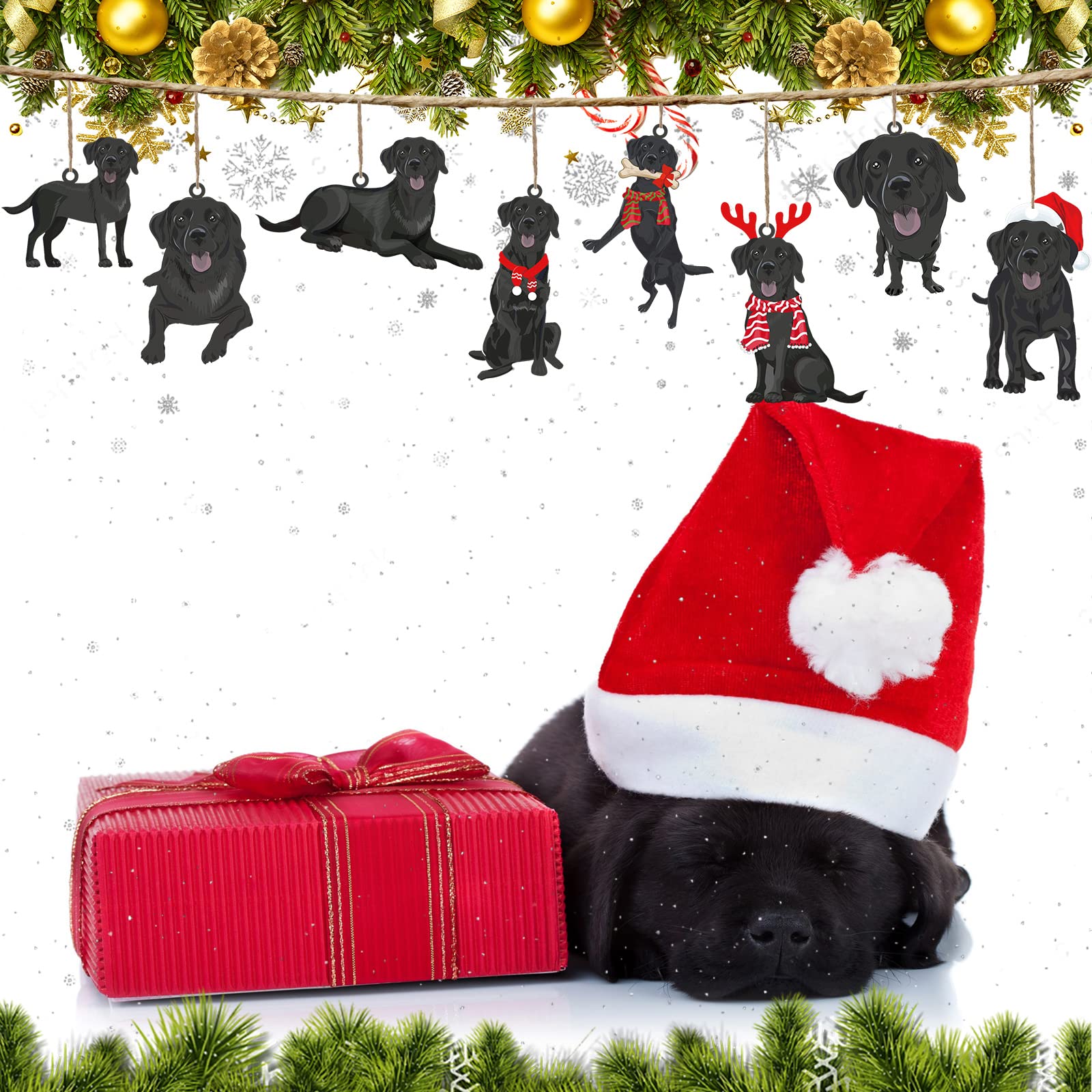 Amazon.co.jp: 32個 クリスマス ブラック ラブラドール 犬 ハンギング