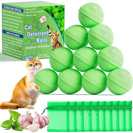 Cat Deterrent Outdoor, Natural Peppermint Oil Cat Deterrent Outdoor Indoor, Keep Cats Out of Yard Permanently, Keep Cats Off Lawn, Garden, Furniture, Mulch & Flower, Keep Cats Away, 10 Pack