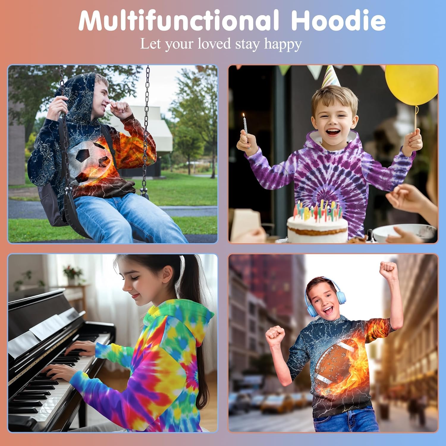Hoodies for Boys Girls Kids, Novelty 3D Print Hooded Long Sleeve Hoody Sweatshirt with Pocket for Teens - Image 6