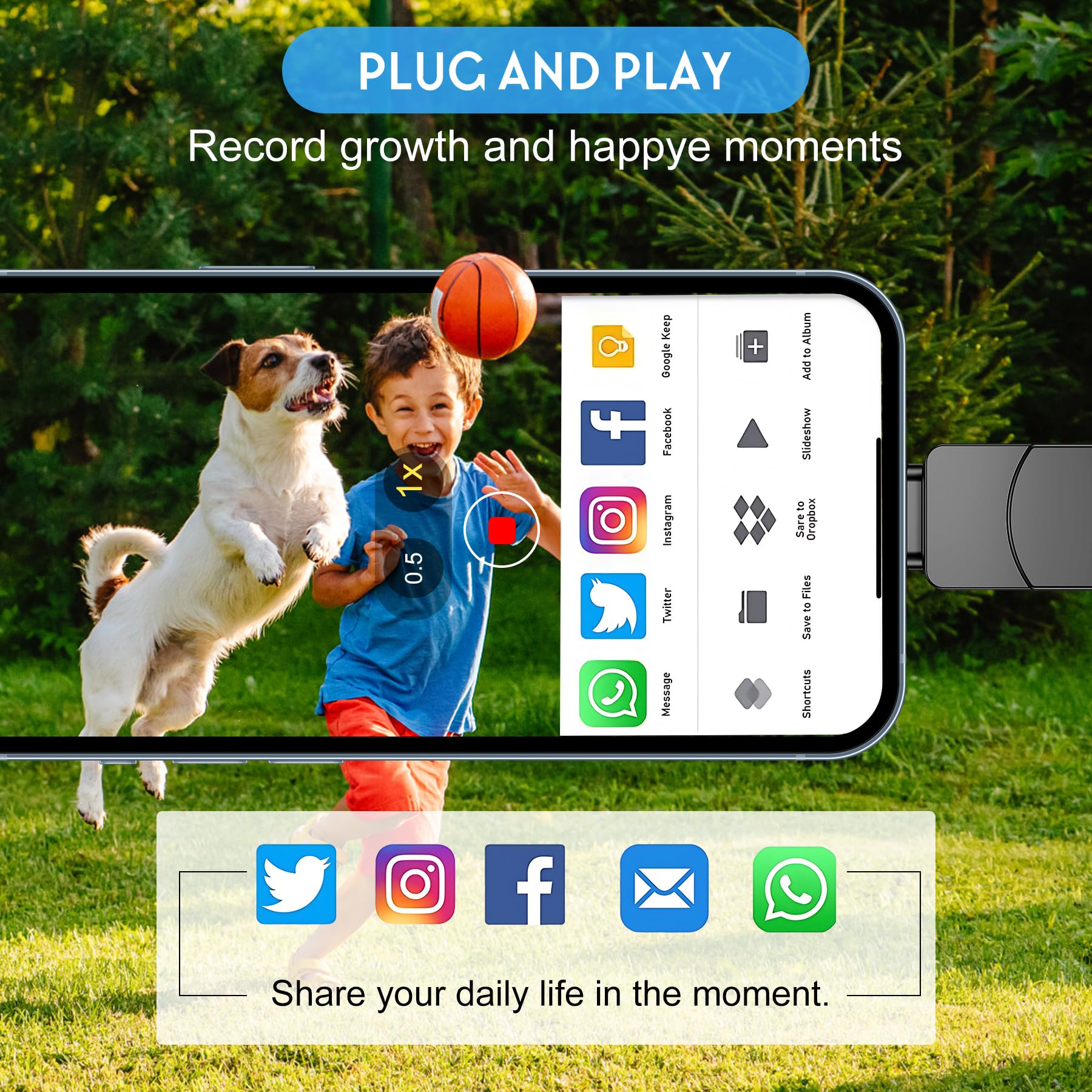 Pamięć USB do telefonu [bez aplikacji] 256 GB Pendrive USB C 4 w 1 zewnętrzna pamięć USB 3.0 Flash do pobierania zdjęć Photostick do OTG Android/smartfonów/komputerów/tabletów/pad/iOS(256G