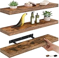 Vista 15 de Ballucci Estante flotante, estante de pared de madera de 36 pulgadas con soportes invisibles para baño, sala de estar, dormitorio, cocina, Negro