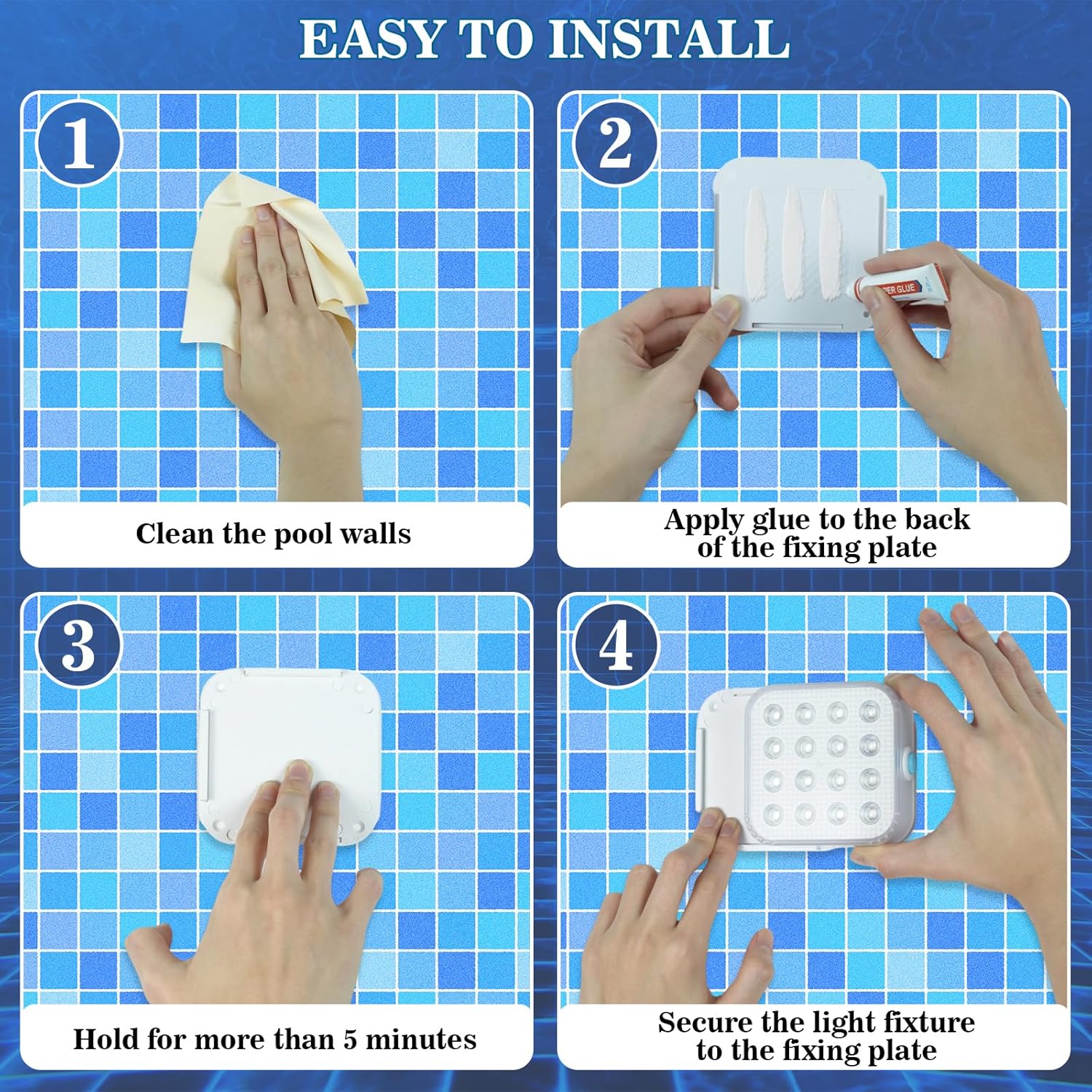 Creatrek Rechargeable Pool Lights with Remote, 16 Color Changing Submersible LED Lights, Waterproof Pool for inground, Ponds, Bathtub Decorations, 2 Pack