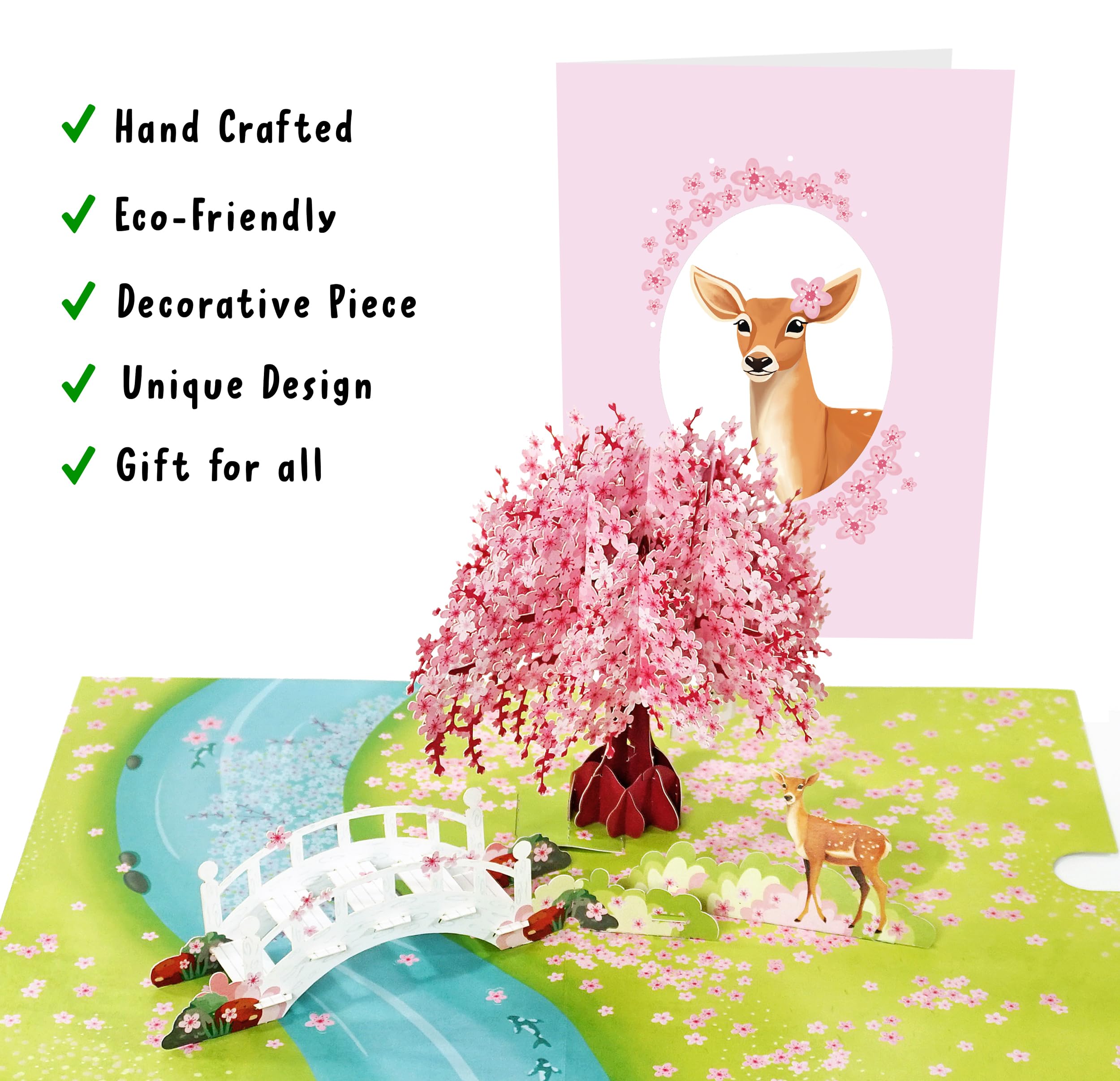 MOKIO® Biglietto Fiore Pop-Up – Albero con cuori – Biglietto regalo 3D per un compleanno, anniversario o San Valentino, idea regalo romantica per coppia o matrimonio