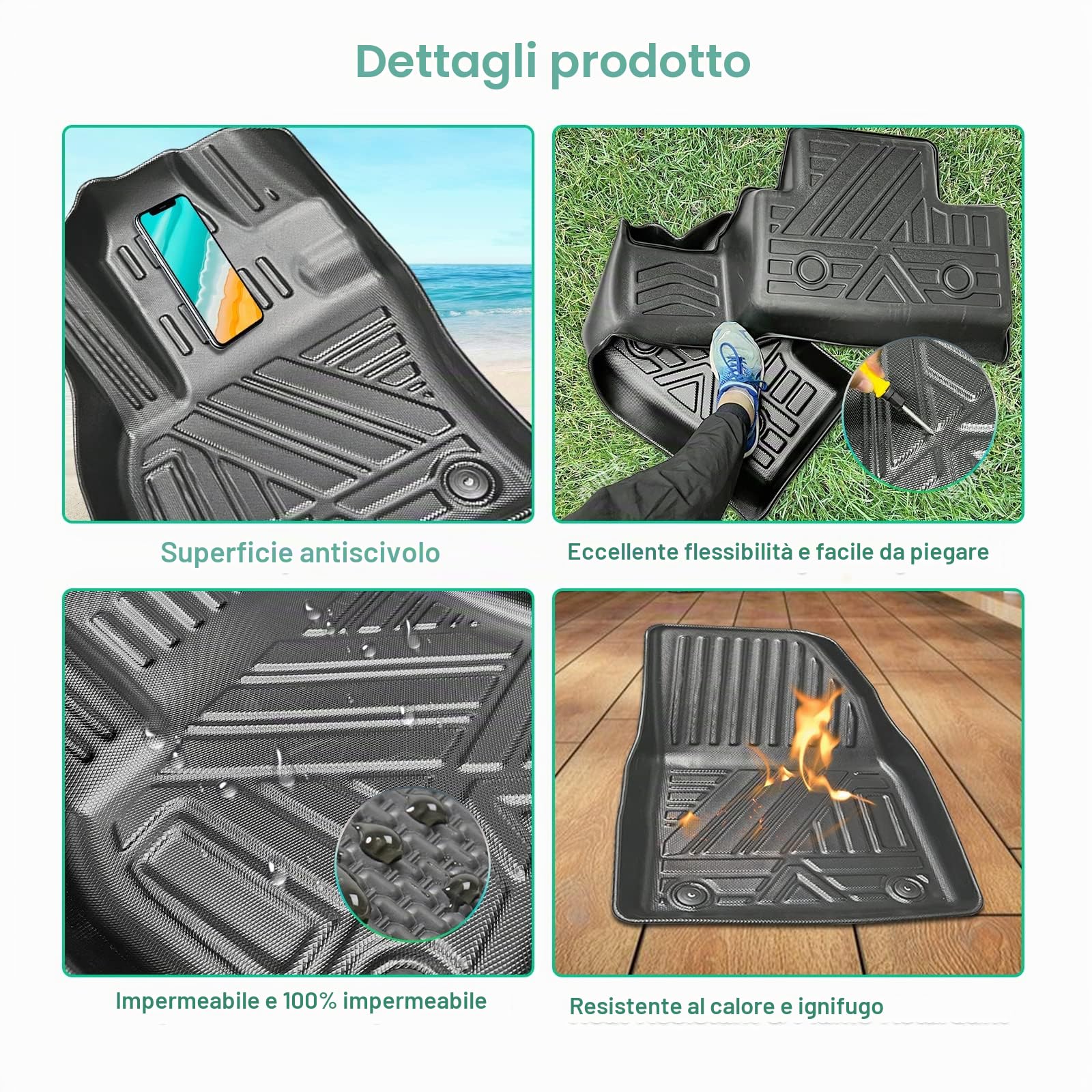 GAFAT Volvo XC40 Tappetini Abitacolo, Tappetino in Gomma Originale TPE Scansione 3D Bordo Alto, Accessori per Volvo XC40 [Non per Hybird & EV]