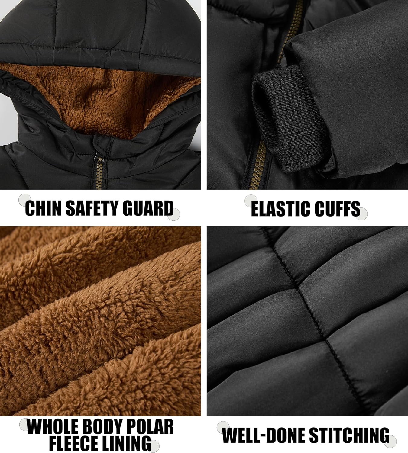 solomate Boys Winter Coats with Hood - 4-7Y Outerwear Winter Puffer Heavyweight Fleece Lined Jackets Coats for Kids - Image 5