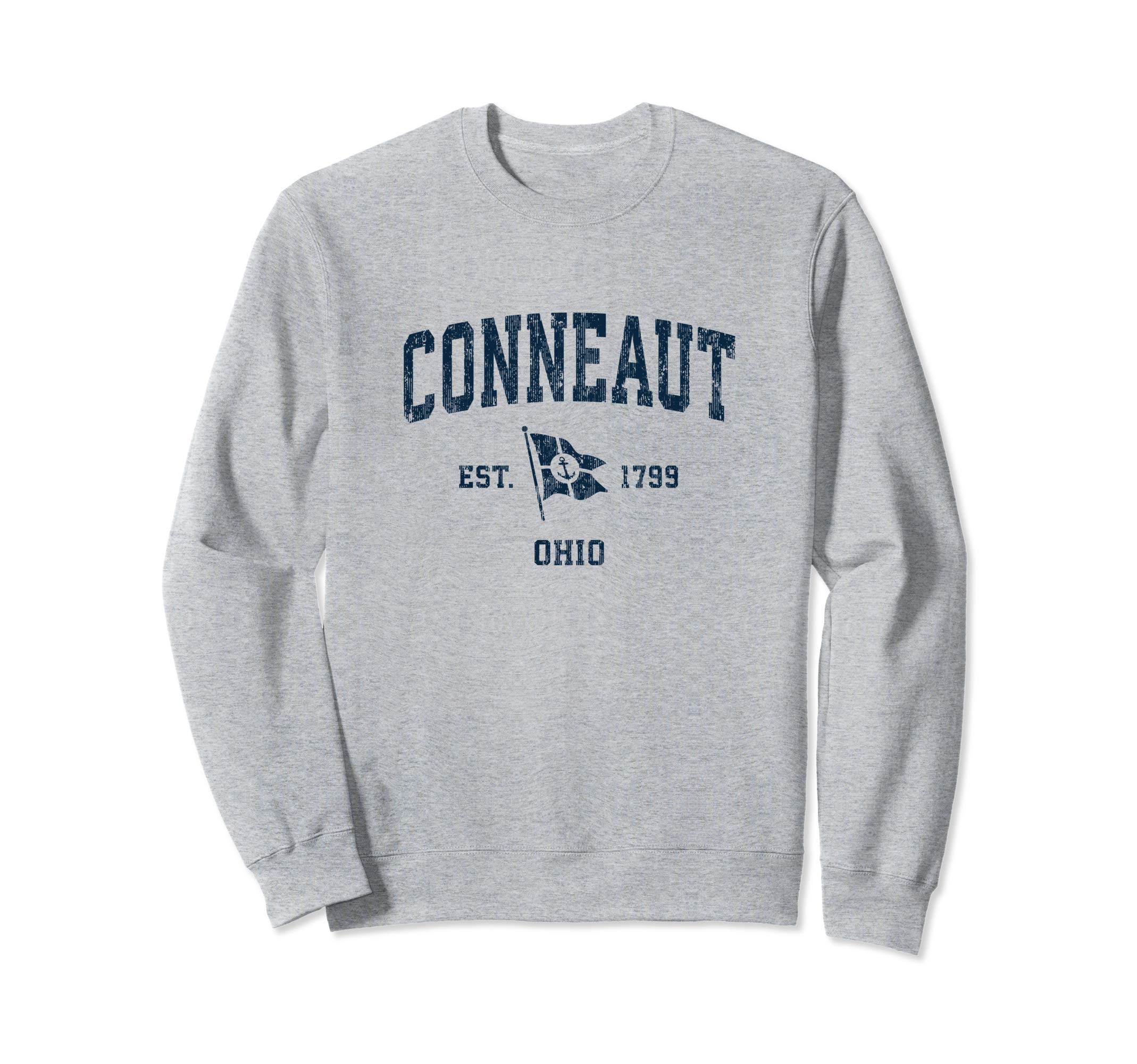 Conneaut OH Vintage Sports Navy Boat Anchor Flag Sweatshirt