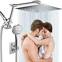 BEEKIM 12 Inch High Pressure Rain Shower Head Combo with 16'' Adjustable Extension Arm & 5-Spray Handheld, Chrome Anti-Leak