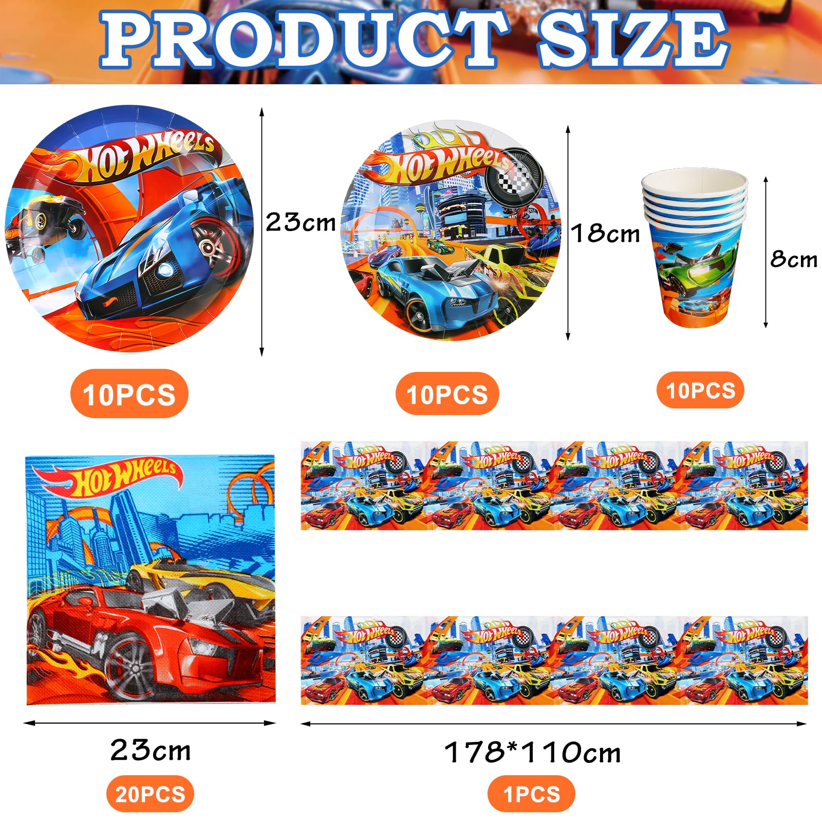 Set Stoviglie Feste Auto - 51 Pezzi Per Compleanno Bambini - Foto 3