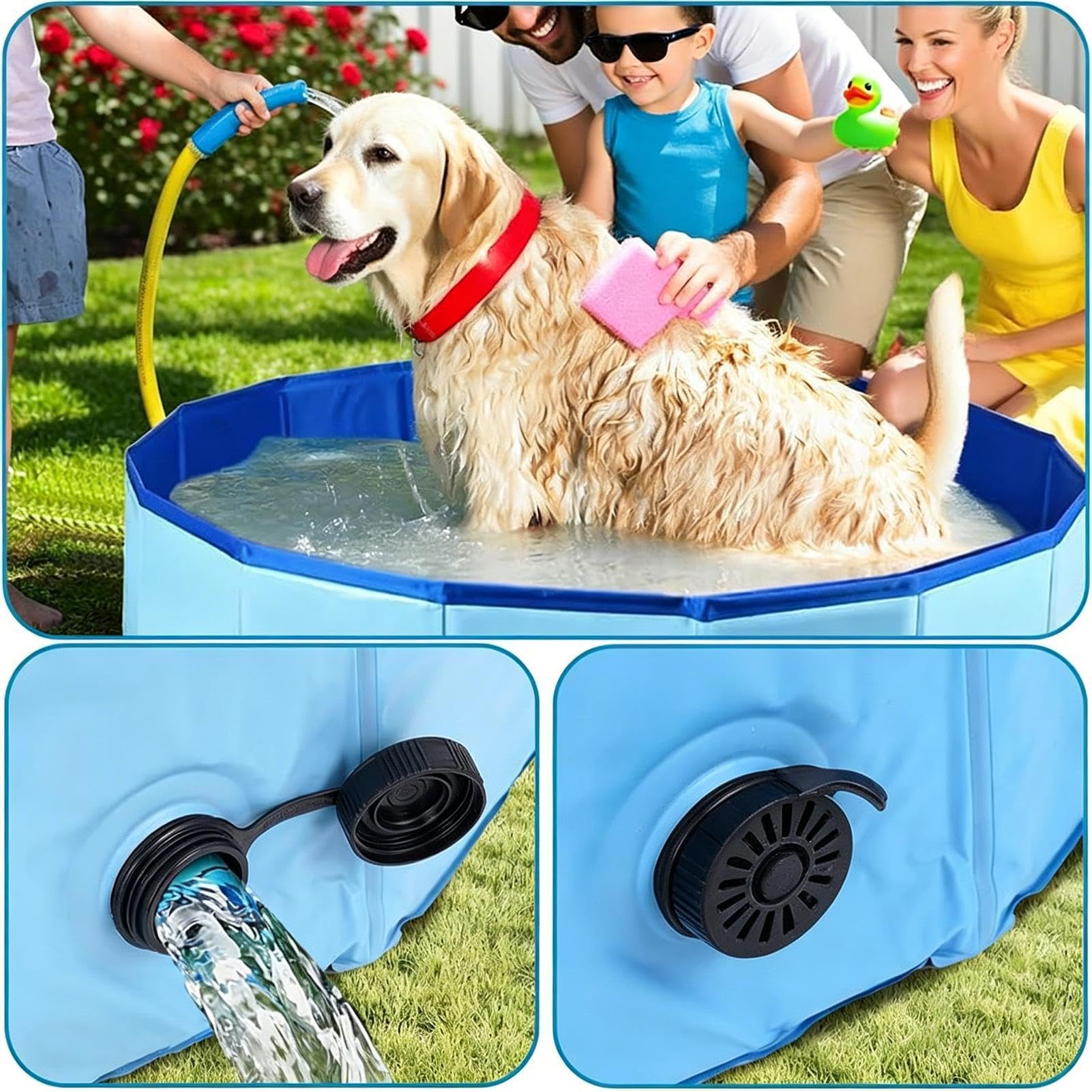 Piscina Pequeña 120 x 30 cm Antideslizante Plegable Portátil Bañera | Bañera para Perros Reforzada Adecuado En Patio Jardín Baño Interior Exterior Hogar Niños Cachorros Gatos