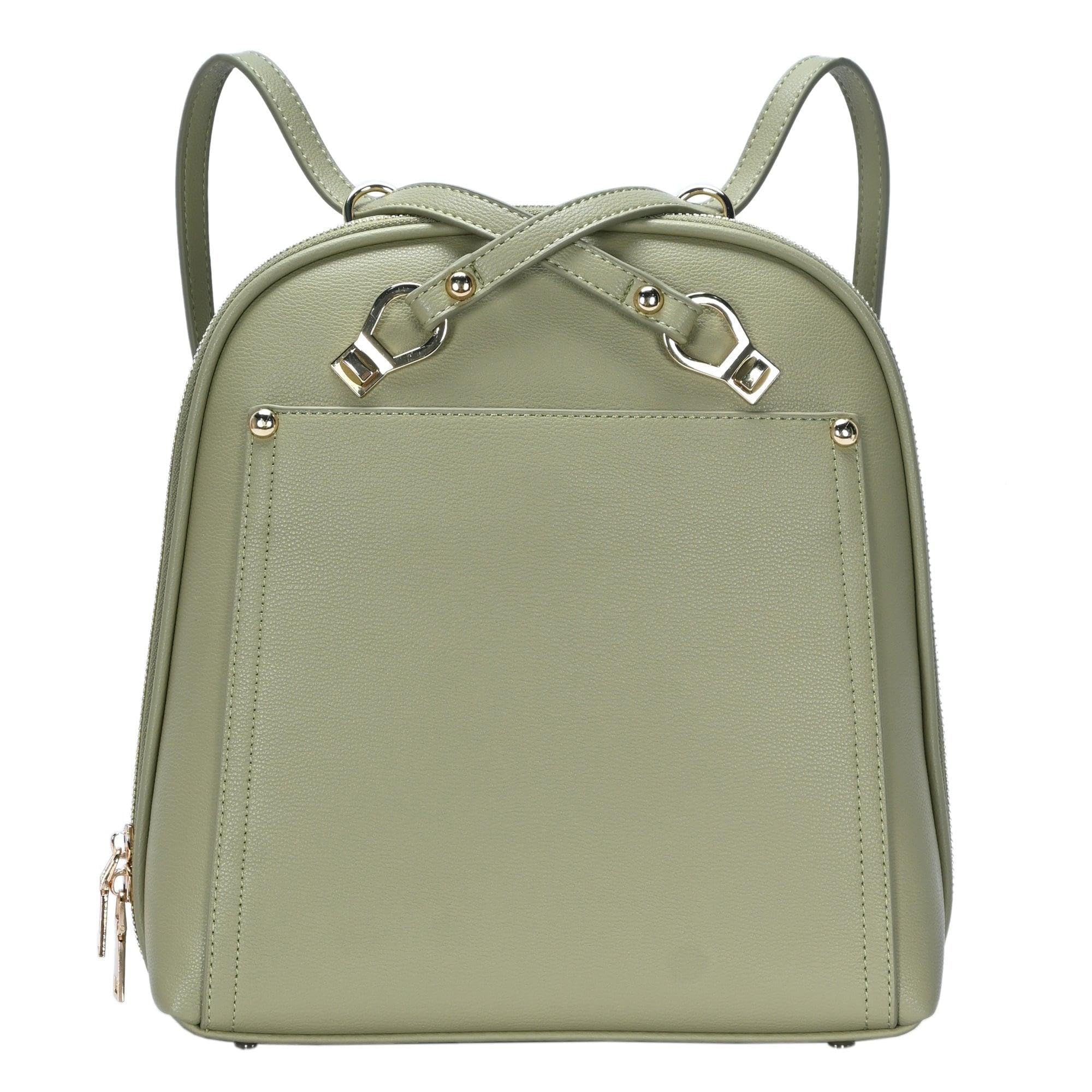 MMS Brands Miztique The Daisy Convertible Backpack Purse for Women (Sage) | Soft Vegan Leather Shoulder Strap Bag or Convertible Backpack | 10.5in x