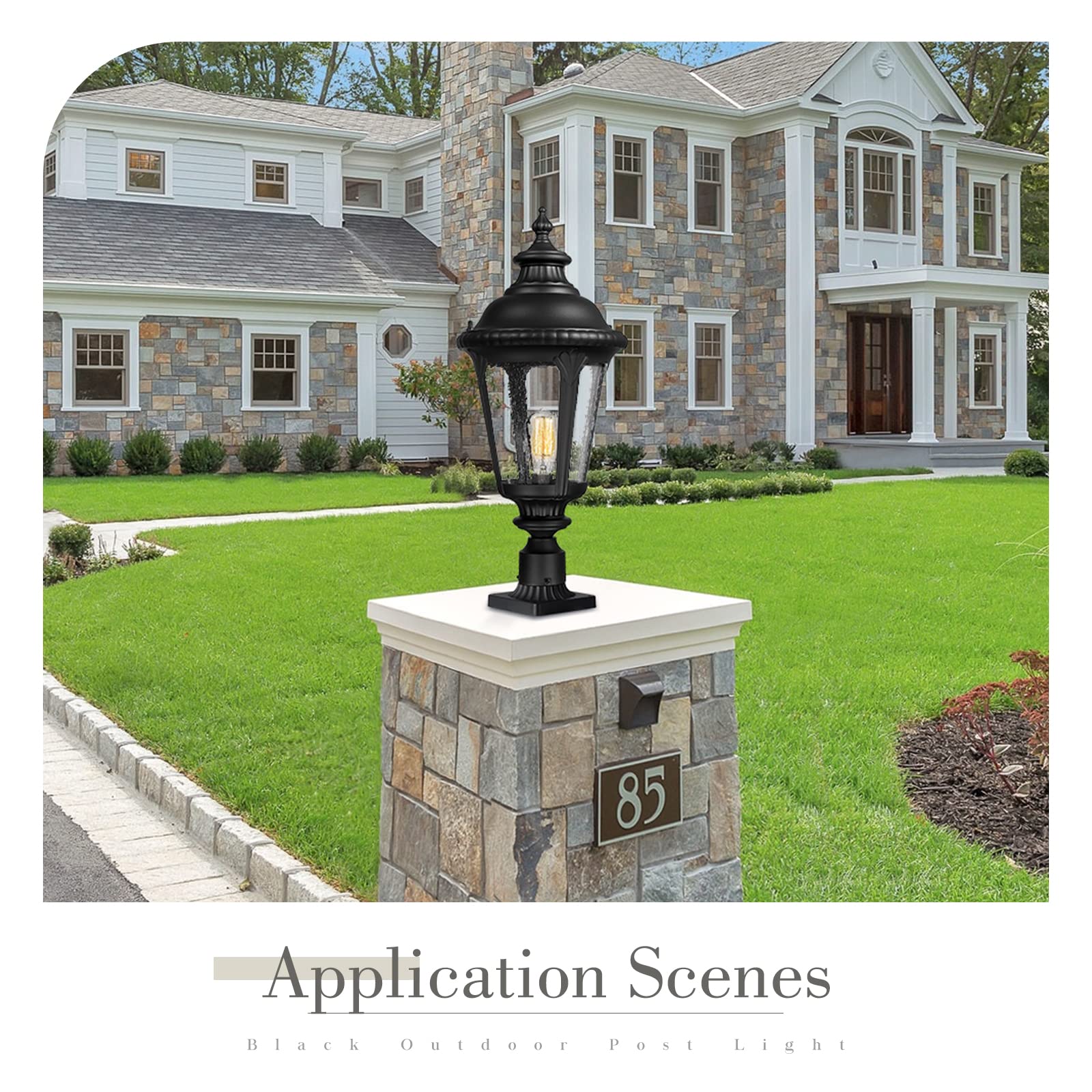 人文 #OUTDOOR zeyu Exterior Large Post Light Fixture, 25.6 Inch Outdoor