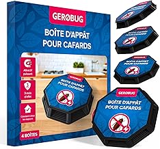 Gerobug piege cafard professionnel 4 pièces - produit anti cafard puissant professionnel, boites pour cafards et blattes avec un puissant attractif et un effet longue durée produit cafard