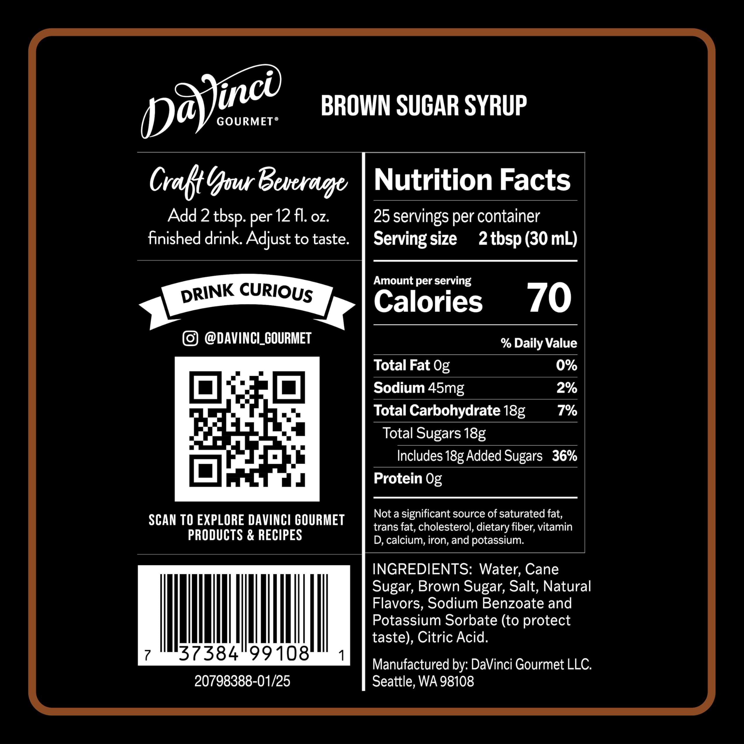 DaVinci Gourmet Brown Sugar Syrup 25 4 Fluid Ounces Pack of 1 — view 2