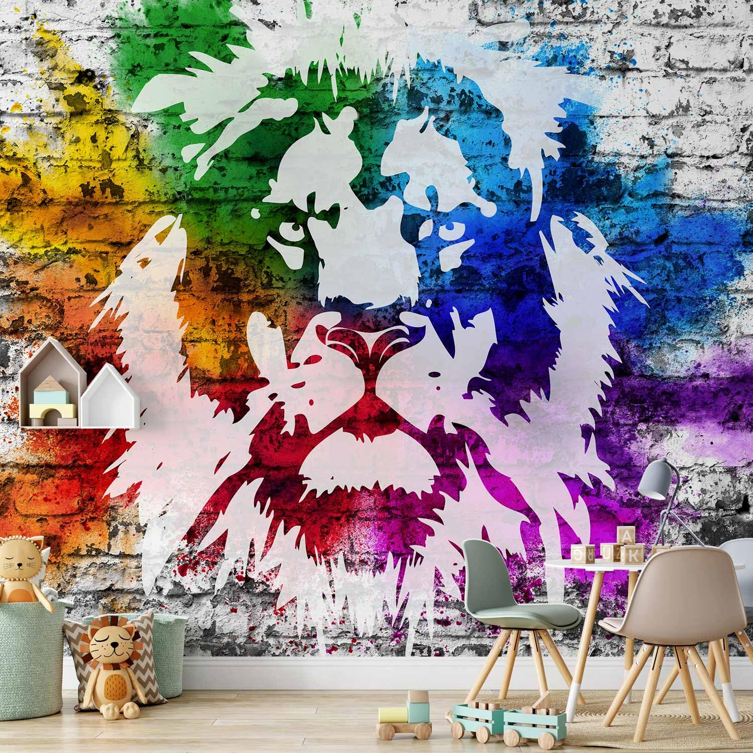 murando Fotomurales Leon Graffiti 350x256 cm XXL Papel pintado