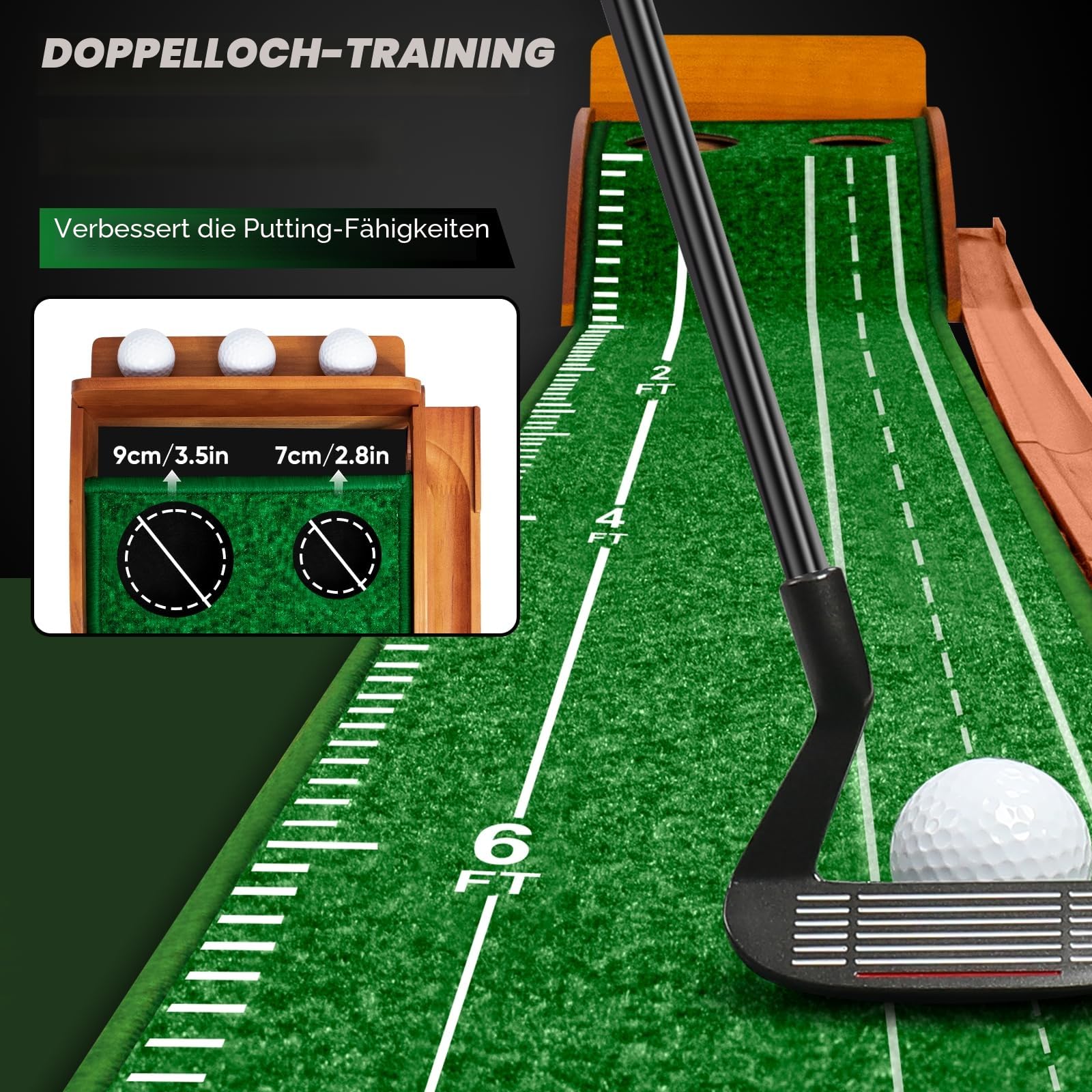 Putting Matte, Minigolf für Zuhause, Golf Putting Matte, Putting Green Indoor, Minigolf, Golfmatte, Indoor Golf