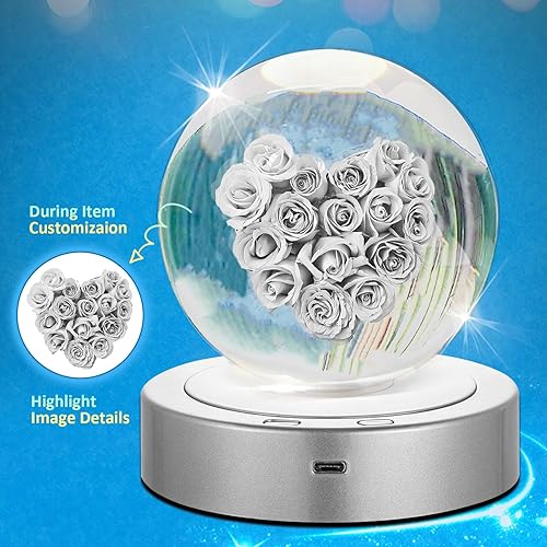 Miniatura 6 de Foto de cristal 3D personalizada, marco de cristal grabado con láser con imagen, gran aniversario, cumpleaños, Navidad, regalos conmemorativos para