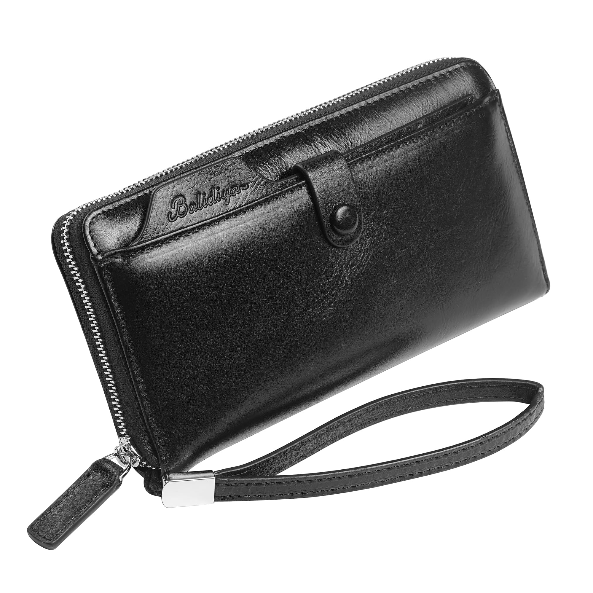 Pochette in pelle per gli uomini portafogli lunghi borsa da polso borsa business cerniera portafogli