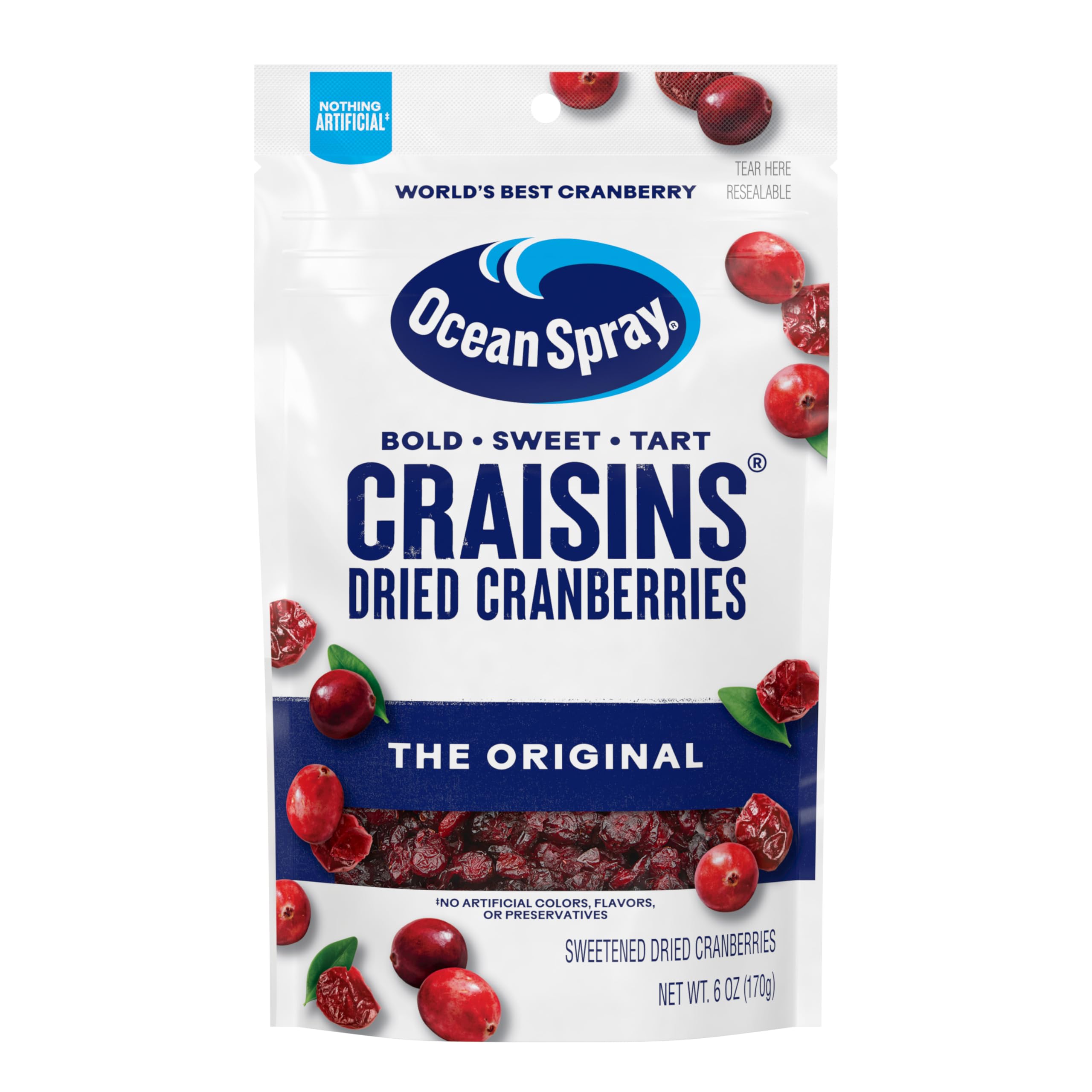 Ocean Spray® Craisins® Original Dried Cranberries, Dried Fruit, 6 Oz Pouch