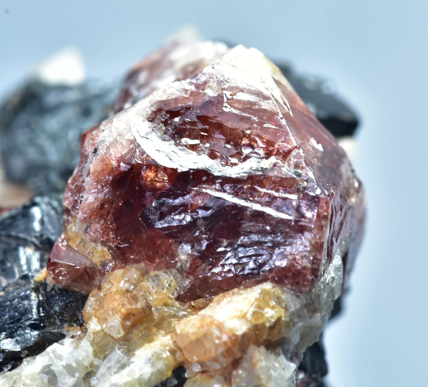 62 Gram Natural Fluorescent Terminated Zircon Crystal Specimen w/Mica & Calcite