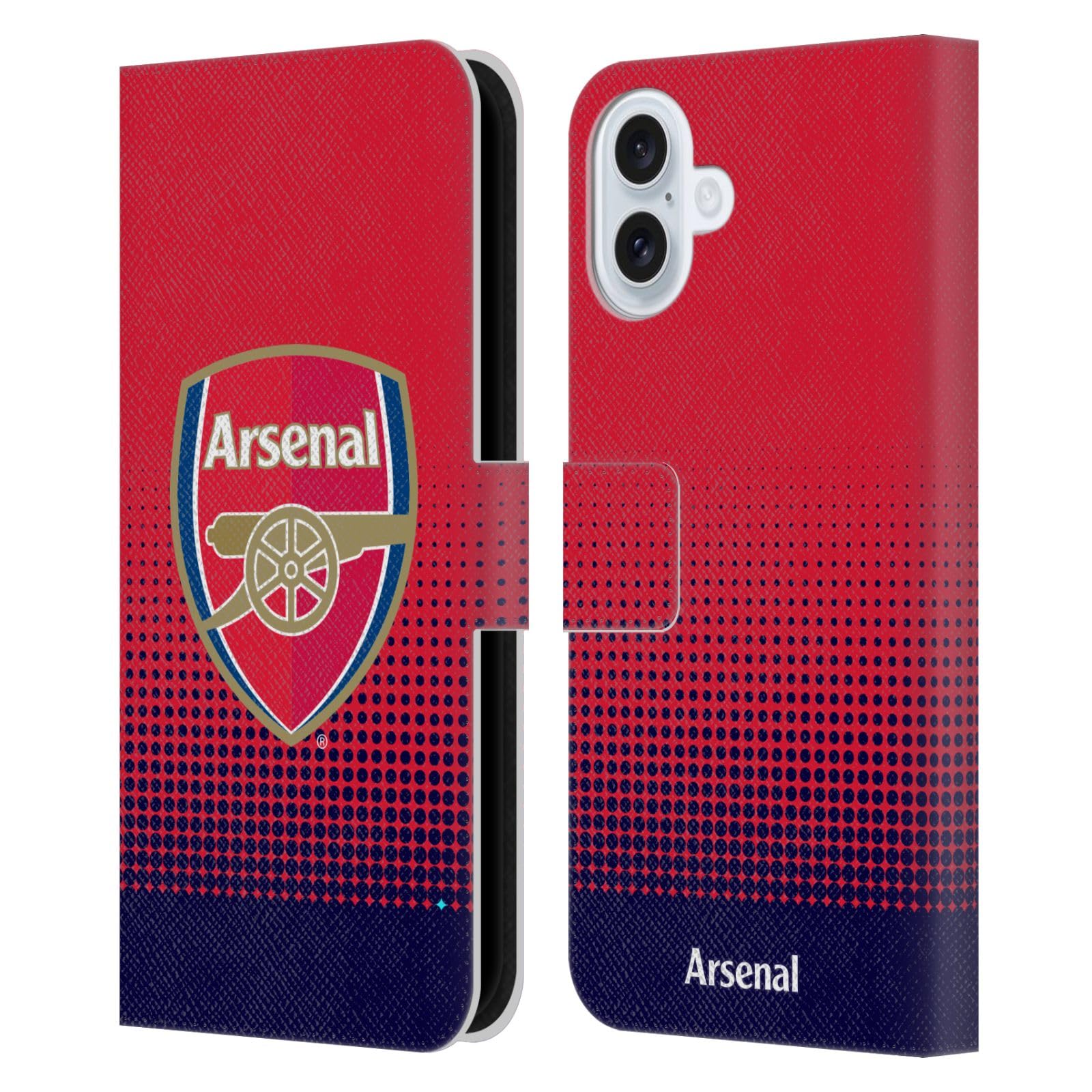 Head Case Designs Officially Licensed Arsenal FC Fade Crest 2 Leather Wallet Case Compatible With Apple iPhone 16 Plus