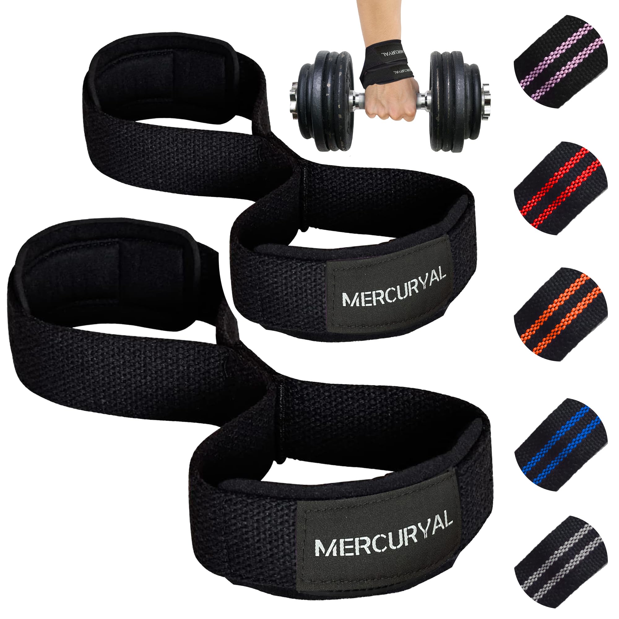 MERCURYAL Strapy w 8 siłowni na poziomie zaawansowanym i profesjonalnym - Straps Powerlifting - Dodatek do siłowni - Akcesoria gimnastyczne (czarny)