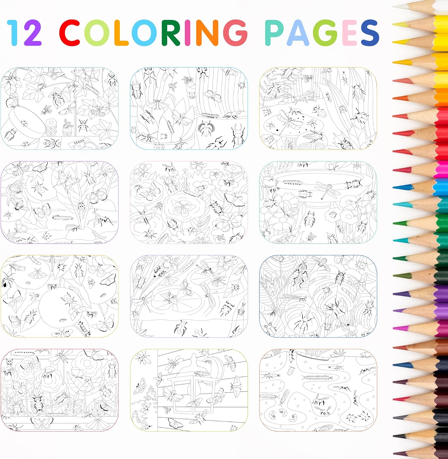 Hello Bugs & Insects Sticker + Coloring Book (500+ Stickers & 12 Scenes) by Cupkin - Side by Side Kids Activity Books Ages 6-8 - Sticker Books for Kids 2-4 - Great for Older Boys & Girls 4-8 or 8-10
