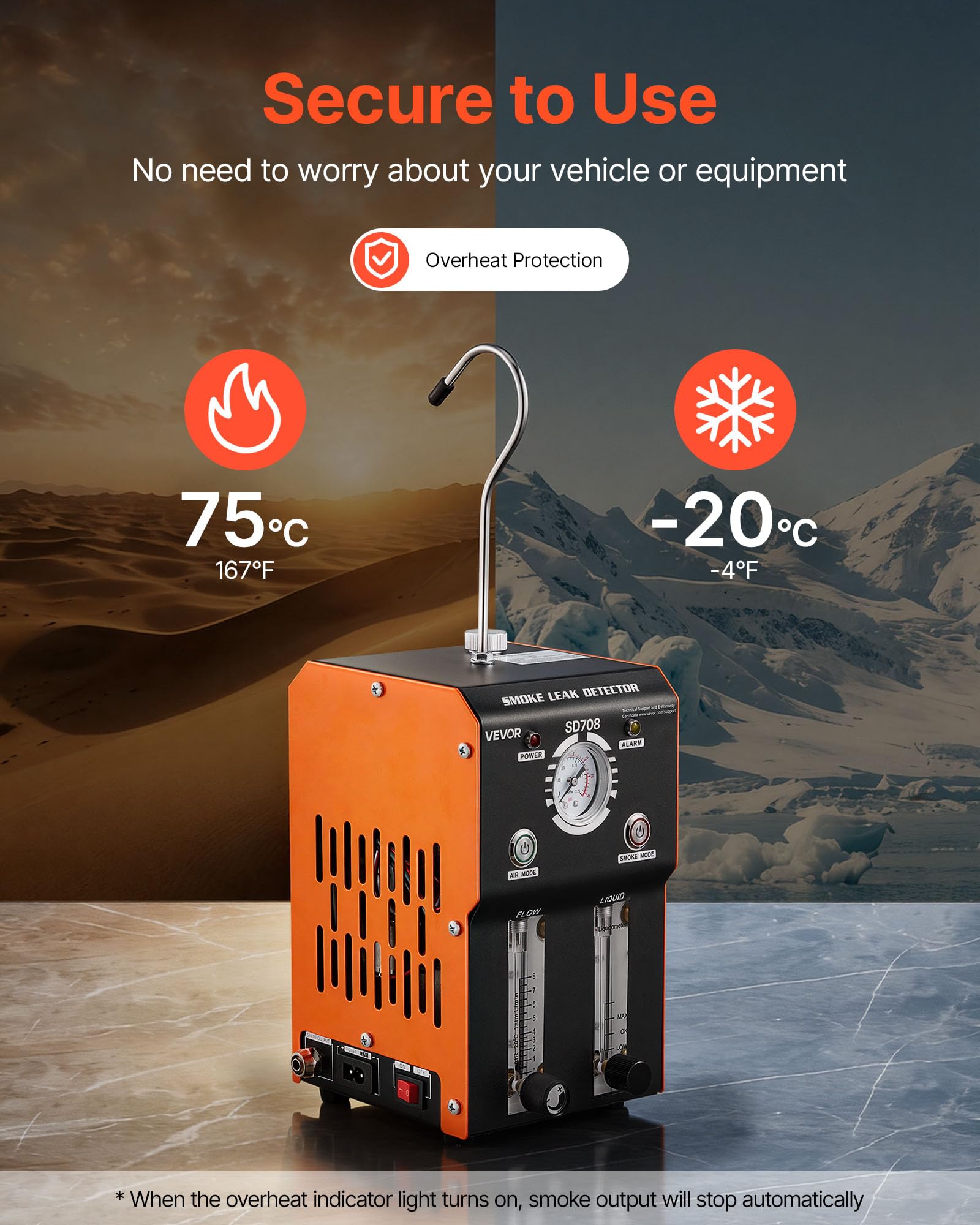 VEVOR Máquina de Fugas de Humo 12V CC, Detector de Fugas de Humo Automotriz Probador de Vacío EVAP, con Bomba de Aire, Presión de Salida 19-23 PSI, Diagnóstico de Tuberías de Combustible para Coches