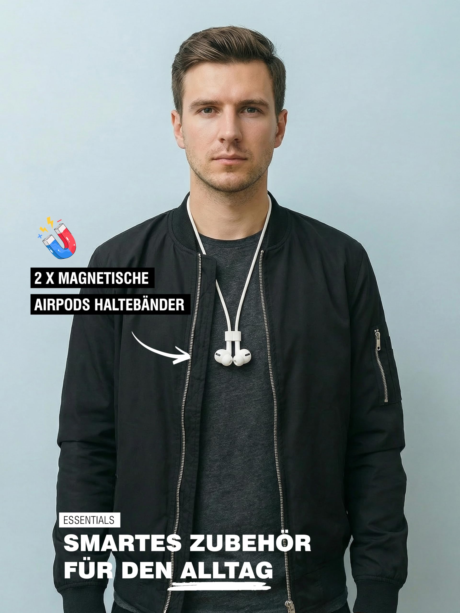 rootful.® 2-częściowy zestaw magnetycznych silikonowych pasków, kompatybilnych z Apple AirPods (1–4) i AirPods Pro (1–2) – niezawodne akcesorium do sportu i podróży