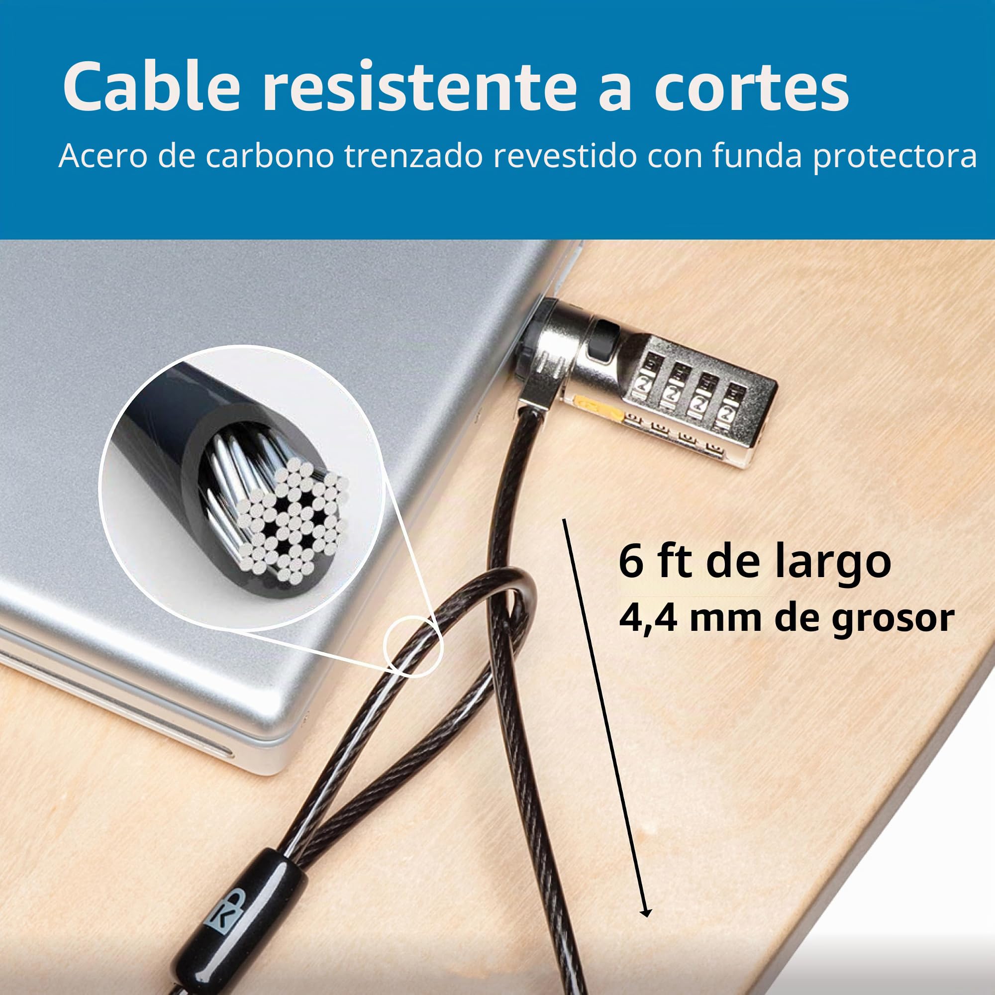 Kensington Candado de Cable de combinación para portátiles y Otros Dispositivos (K64673AM)