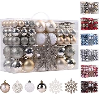 95Pcs Christmas Ball Ornaments Set,Neutral Christmas Tree Decoration Gif...