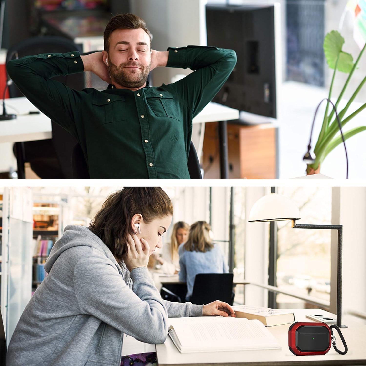 Popular Upgraded Armor for Airpod Pro Case, CAGOS Shockproof AirPods Pro Cover Cool iPod Pro Case Designed for Apple Air Pod Wireless Pro Cases for Men Women (Red)