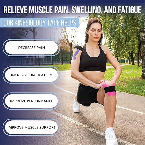 Miniatura 2 de SB SOX Cinta de kinesiología sintética profesional (opciones precortadas y sin cortar), opción de tela de rendimiento más duradera que nuestra cinta