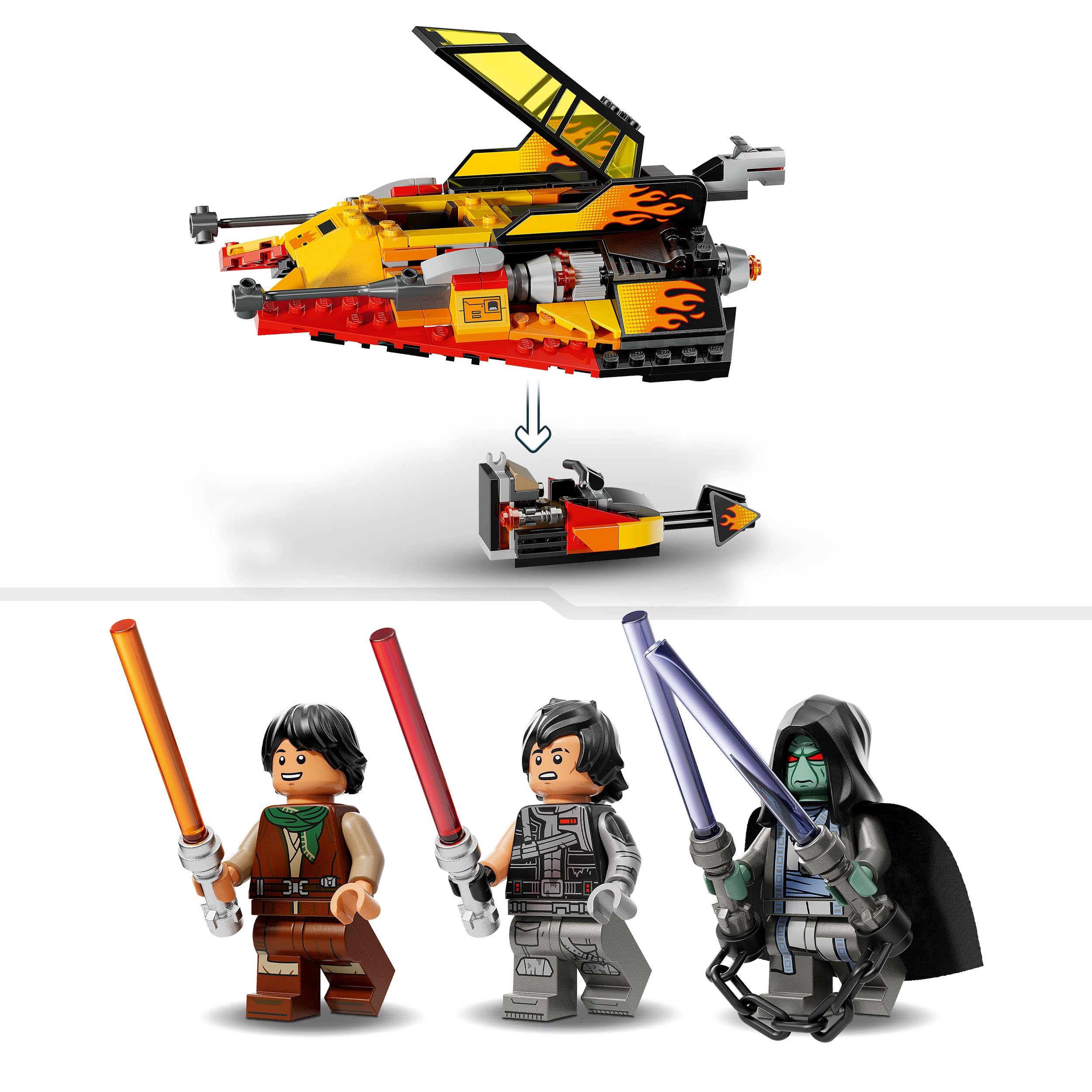 LEGO Star Wars 75414 The Force Burner Snowspeeder, Building Toy incl. 3 Minifigures with Lightsabers, plus a Speeder Bike - Image 4