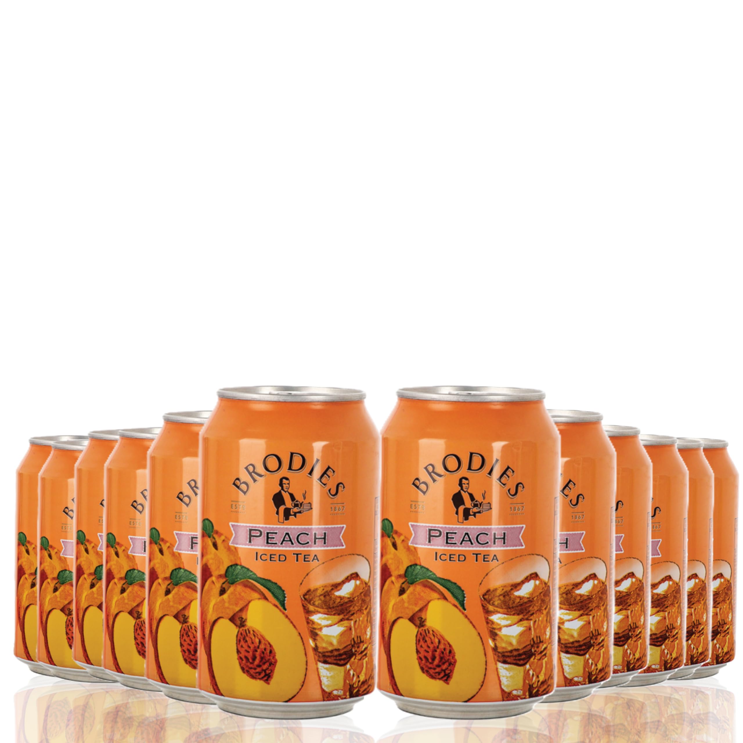 Brodies Peach Iced Tea Can 330ml (Pack of 12)