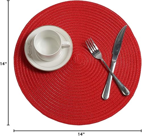 Miniatura 8 de Topotdor - Manteles individuales redondos resistentes al calor, resistentes a las manchas, antideslizantes, lavables, de polipropileno